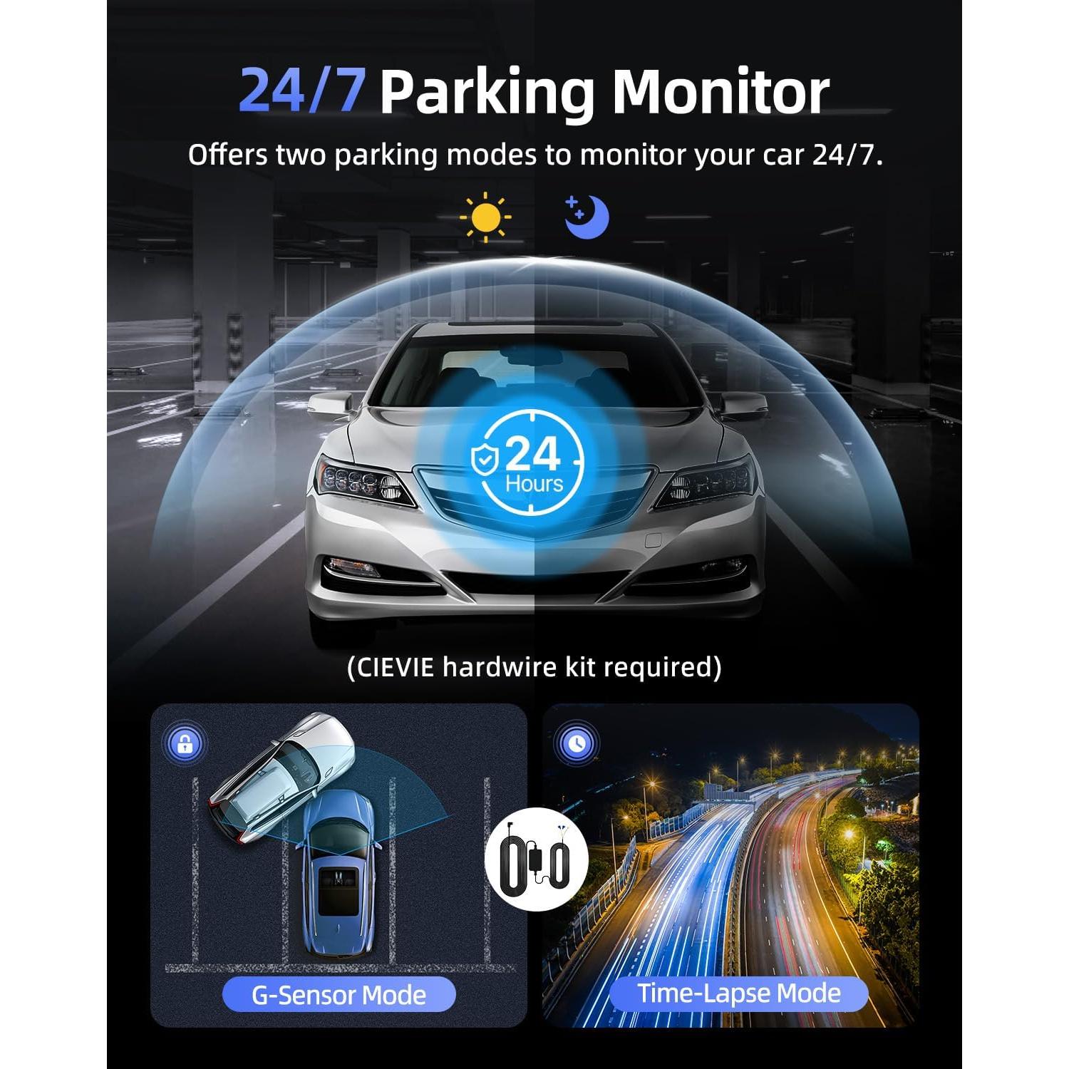 Cámara de tablero Cievie C200 4K con WiFi 5.8GHz y 64GB