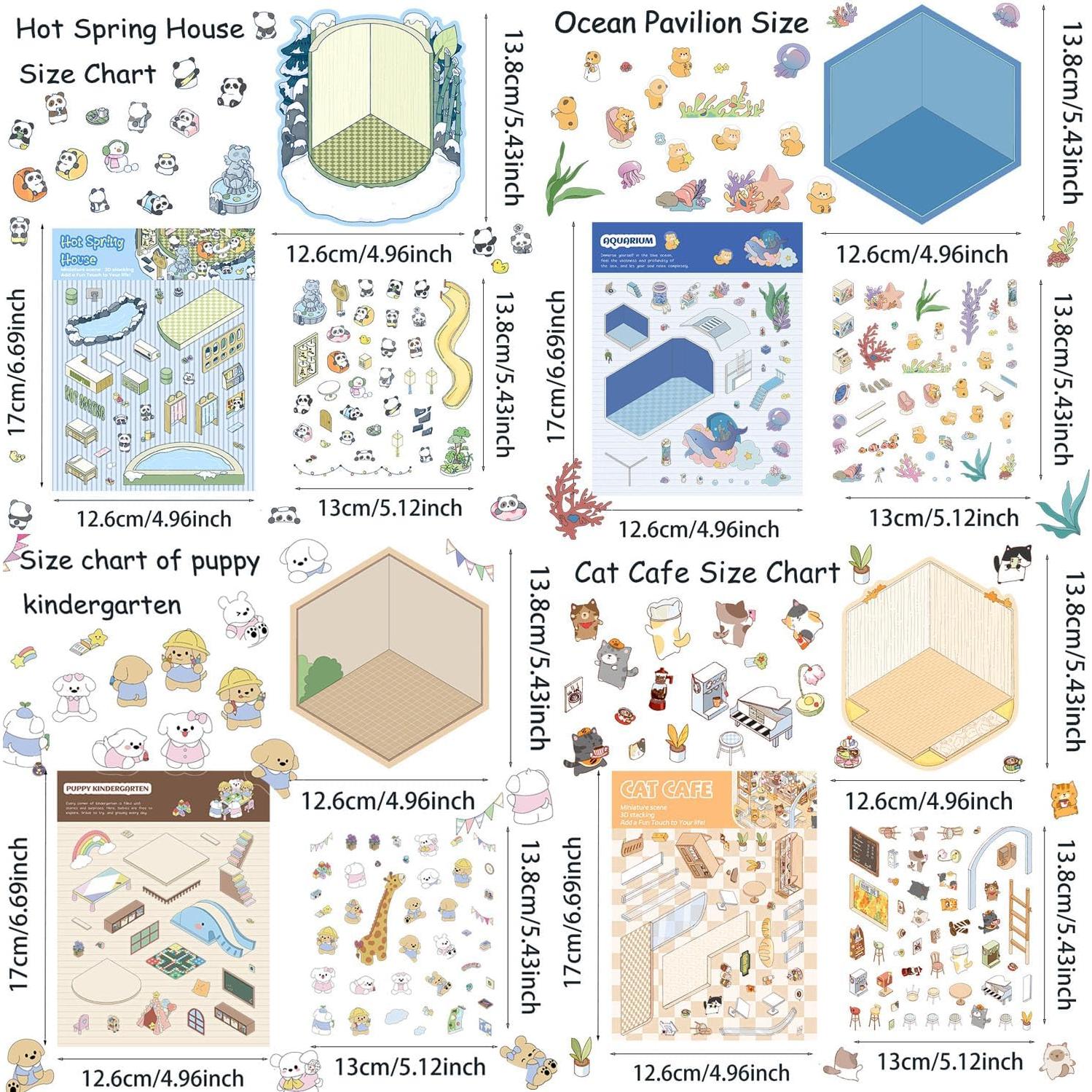 4 Sets de Stickers 3D DIY Animales FAAFRW - Alivio Estrés