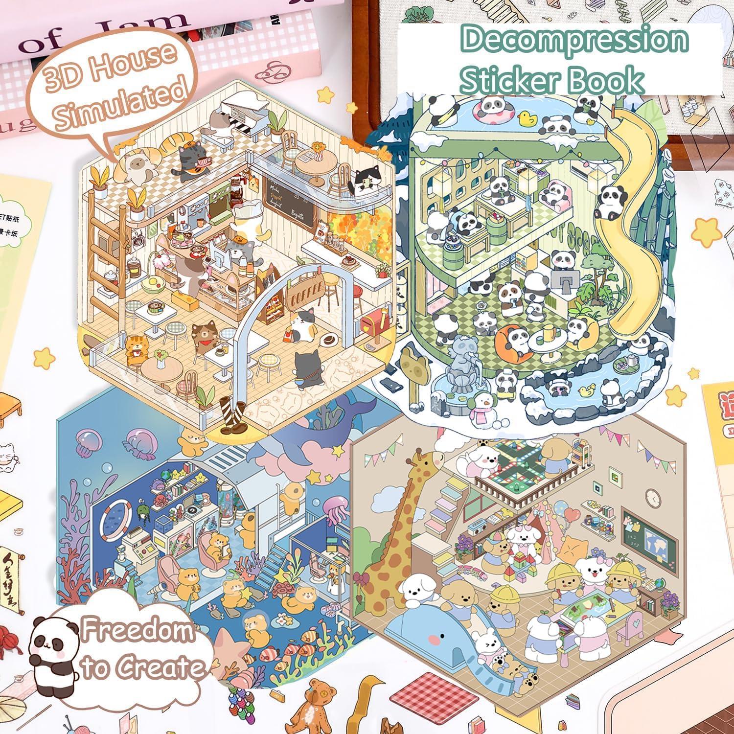 4 Sets de Stickers 3D DIY Animales FAAFRW - Alivio Estrés