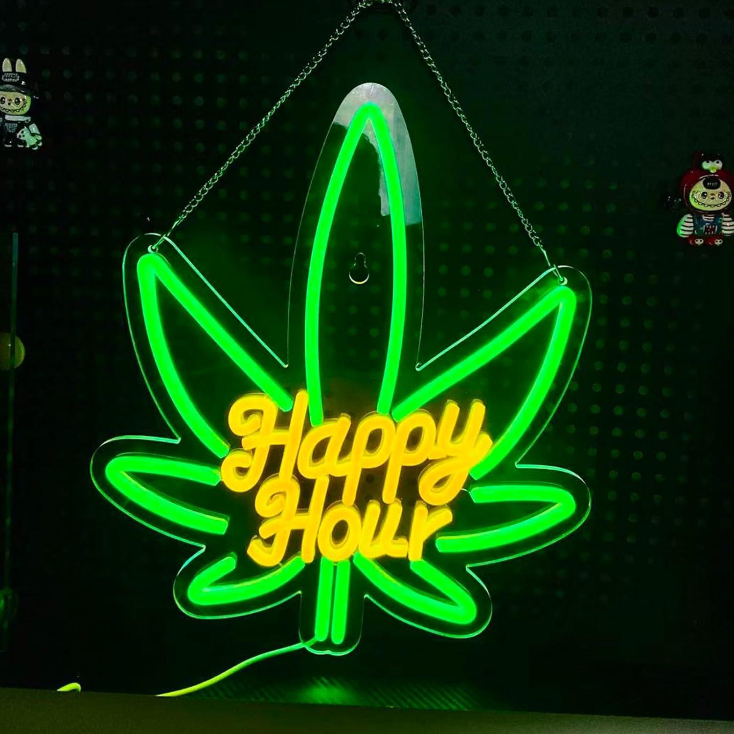 Letrero de Neón LED Hora Feliz HALASABAR - Decoración Pared