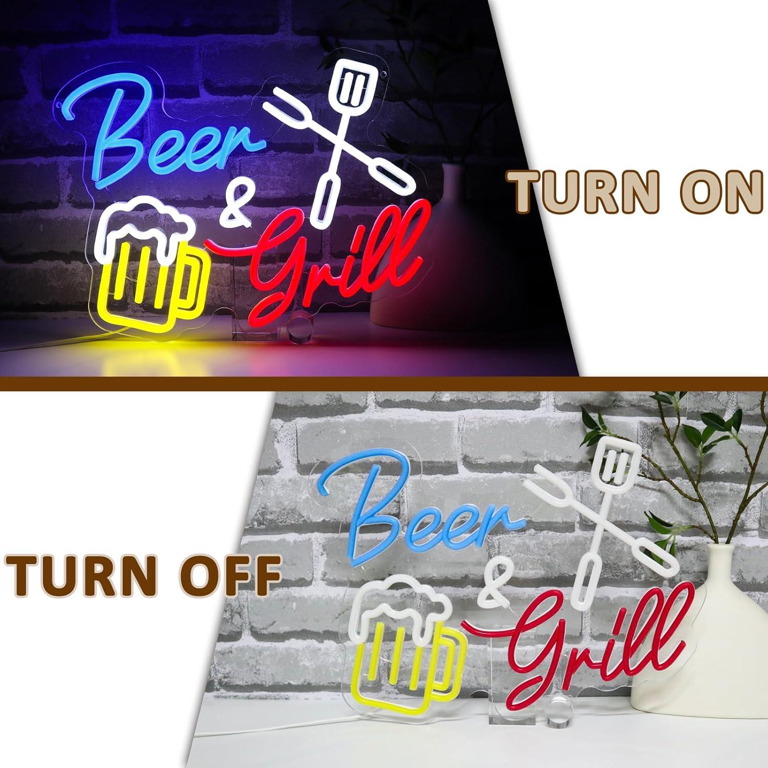 Letrero de Neón PMCVYH Cerveza y Parrilla LED 40x30 cm