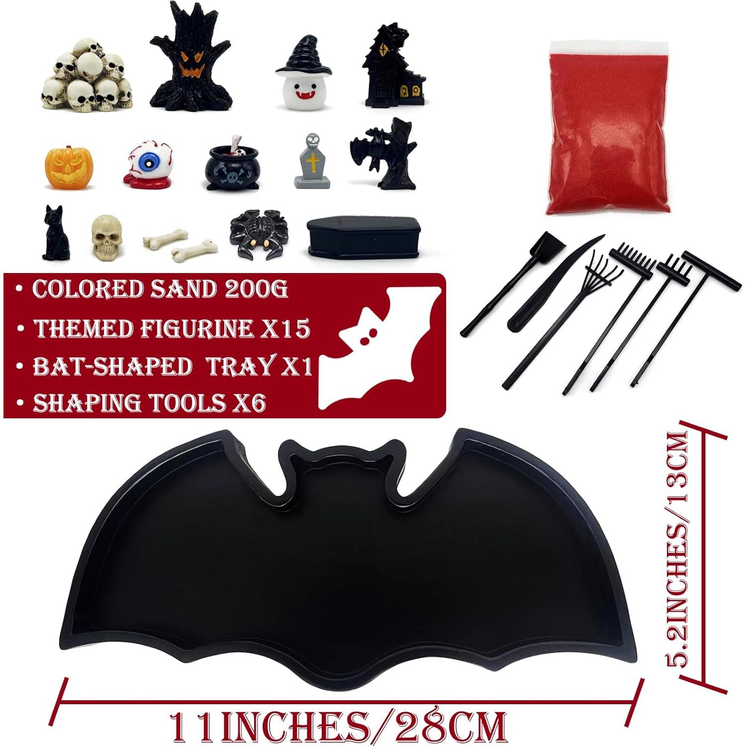 Kit de Jardín Zen Murciélago Kocris Casa Halloween 15 Figuras