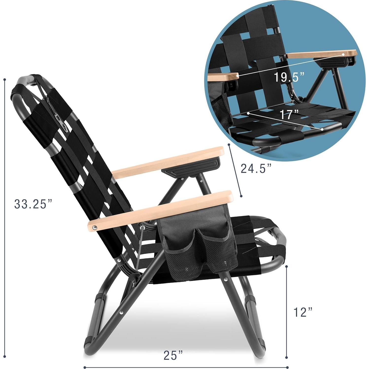 Silla Plegable Exterior CleverMade Kove - Negro Medianoche
