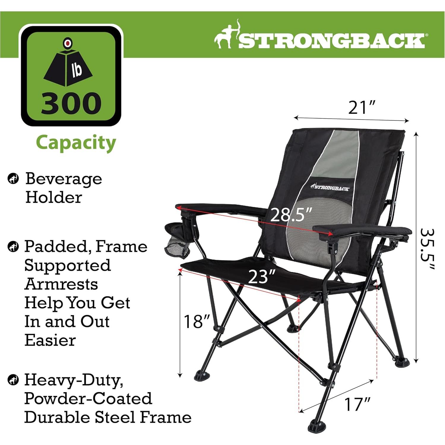 Silla de Camping Plegable STRONGBACK Elite con Soporte Lumbar