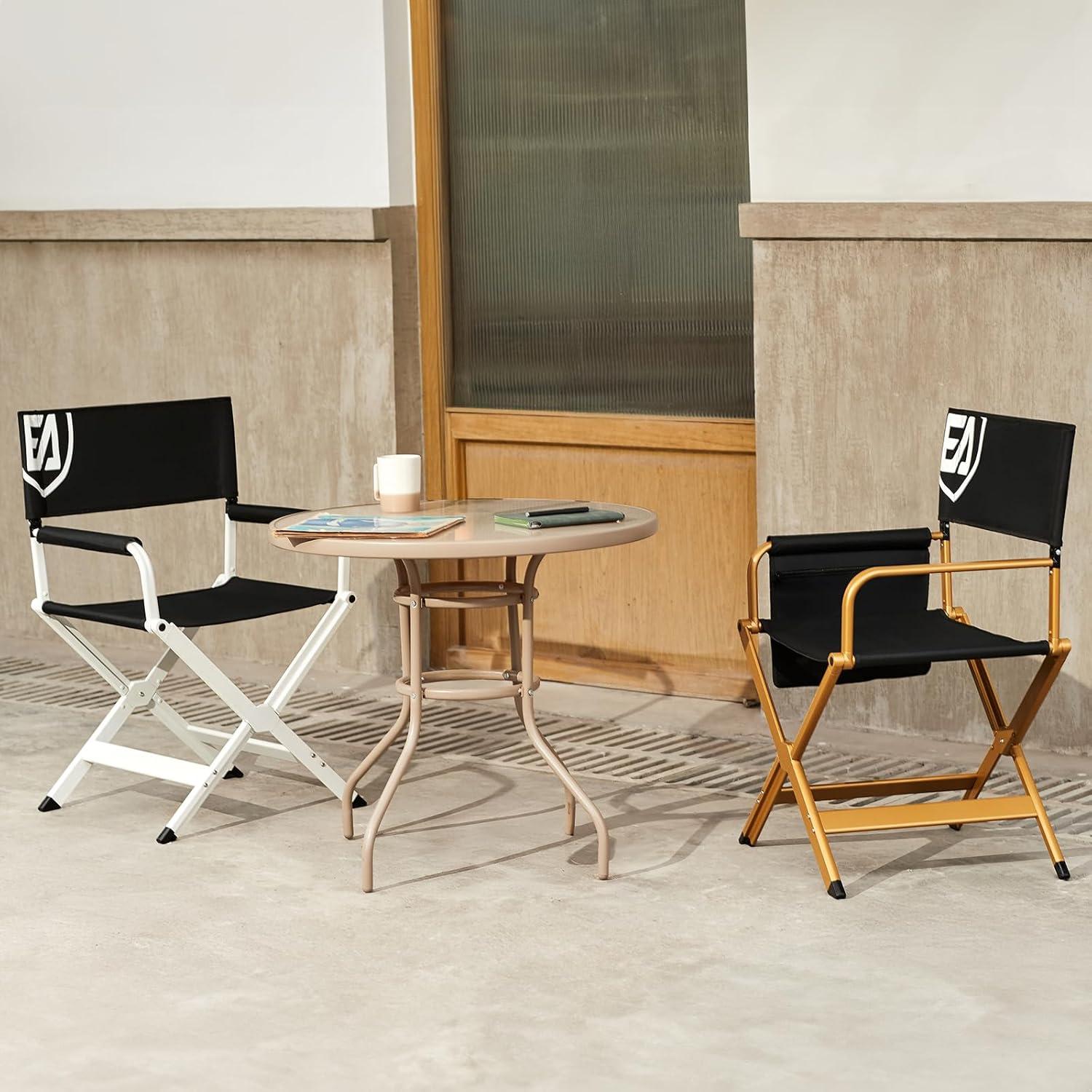 Silla de Director Plegable EVER ADVANCED Negra con Marco Dorado