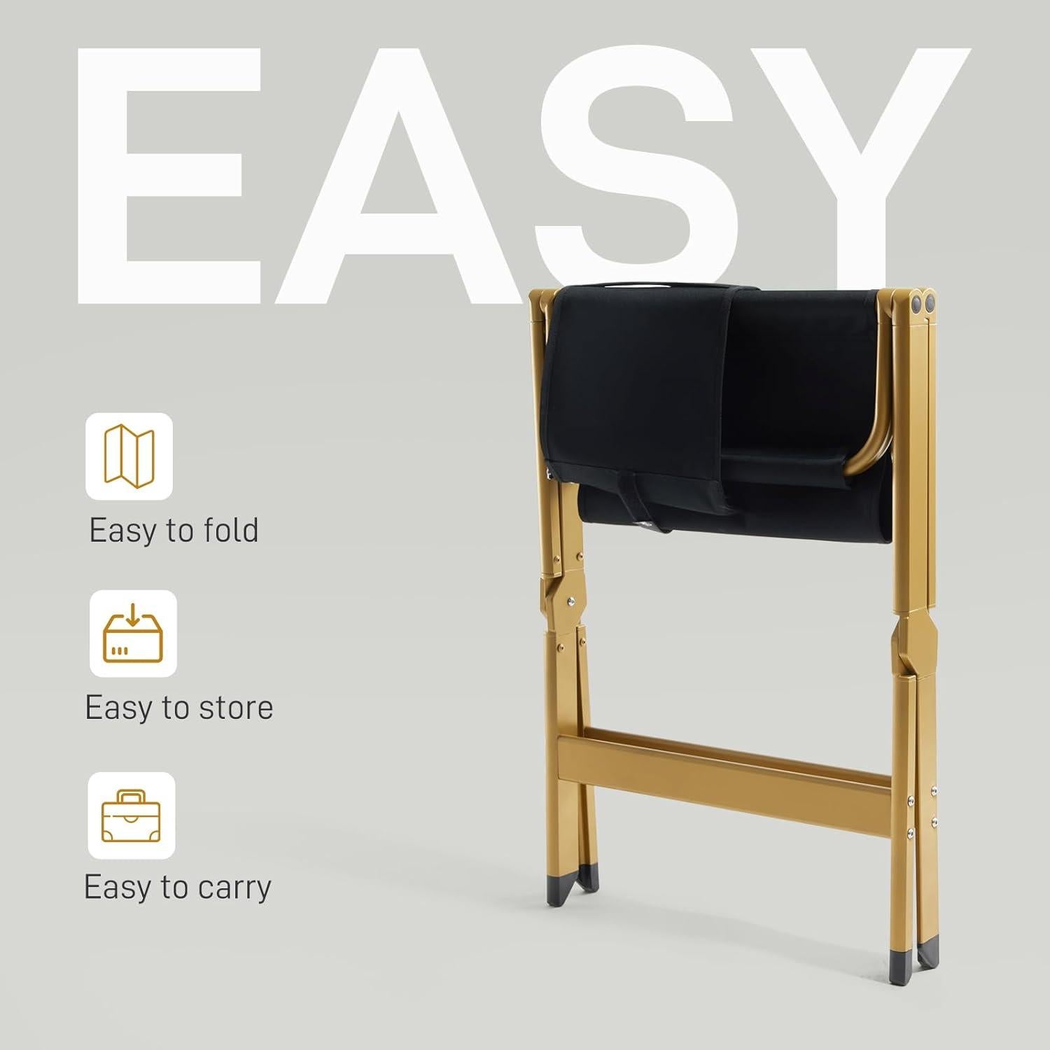 Silla de Director Plegable EVER ADVANCED Negra con Marco Dorado