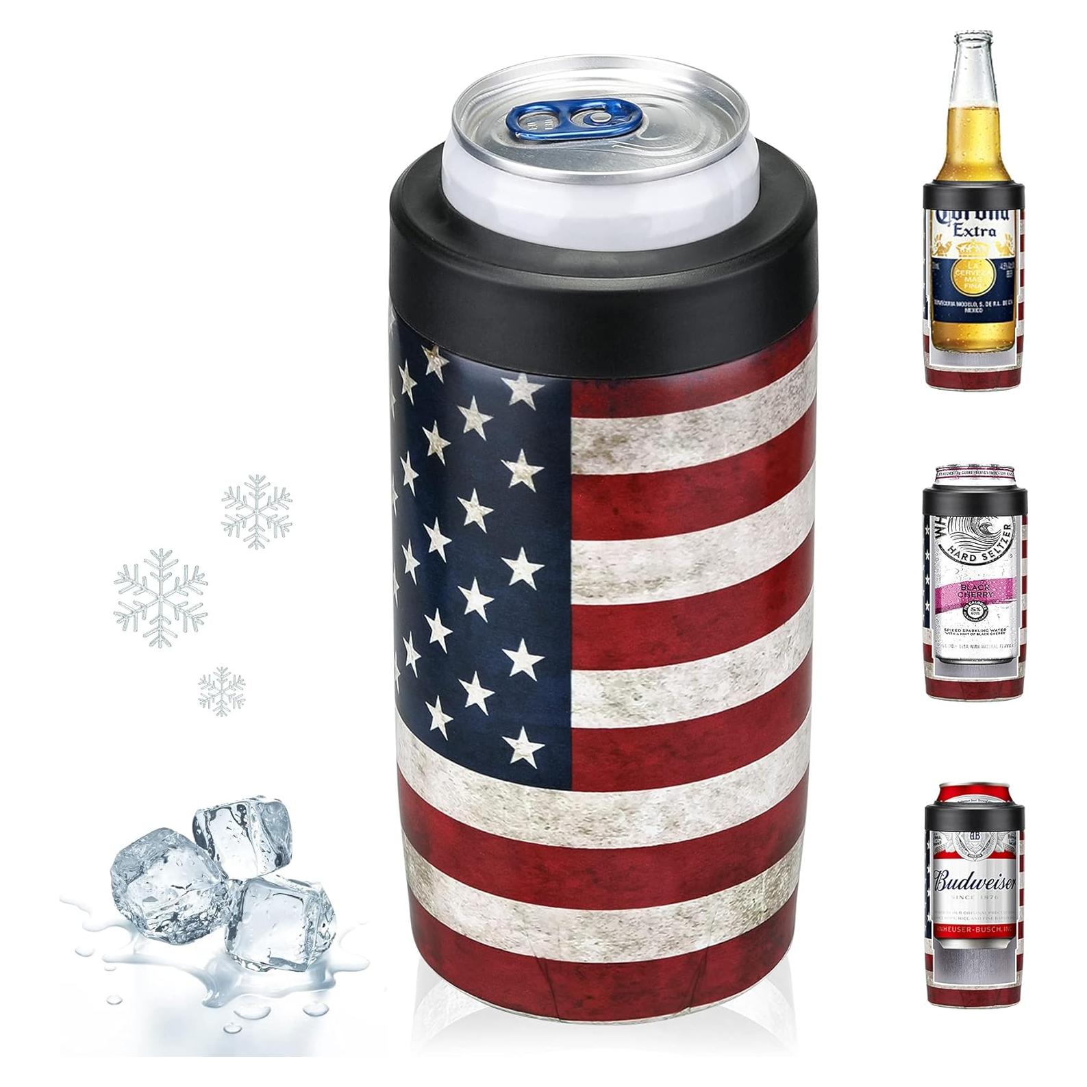 Enfriador de Latas MAXSO 4-en-1 Acero Inoxidable Bandera USA