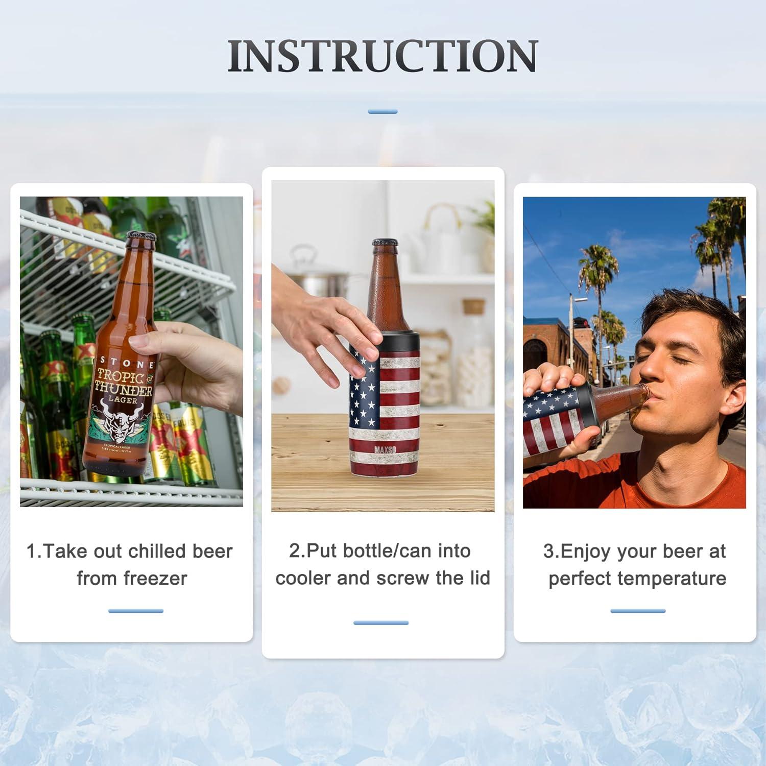 Enfriador de Latas MAXSO 4-en-1 Acero Inoxidable Bandera USA