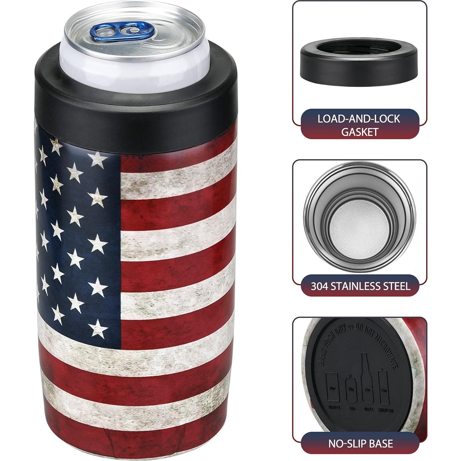 Enfriador de Latas MAXSO 4-en-1 Acero Inoxidable Bandera USA