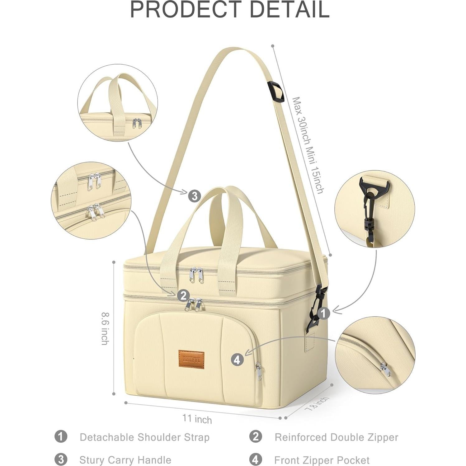 Bolsa Térmica Rnivvi 12L para Almuerzo, Aislada, Blanca