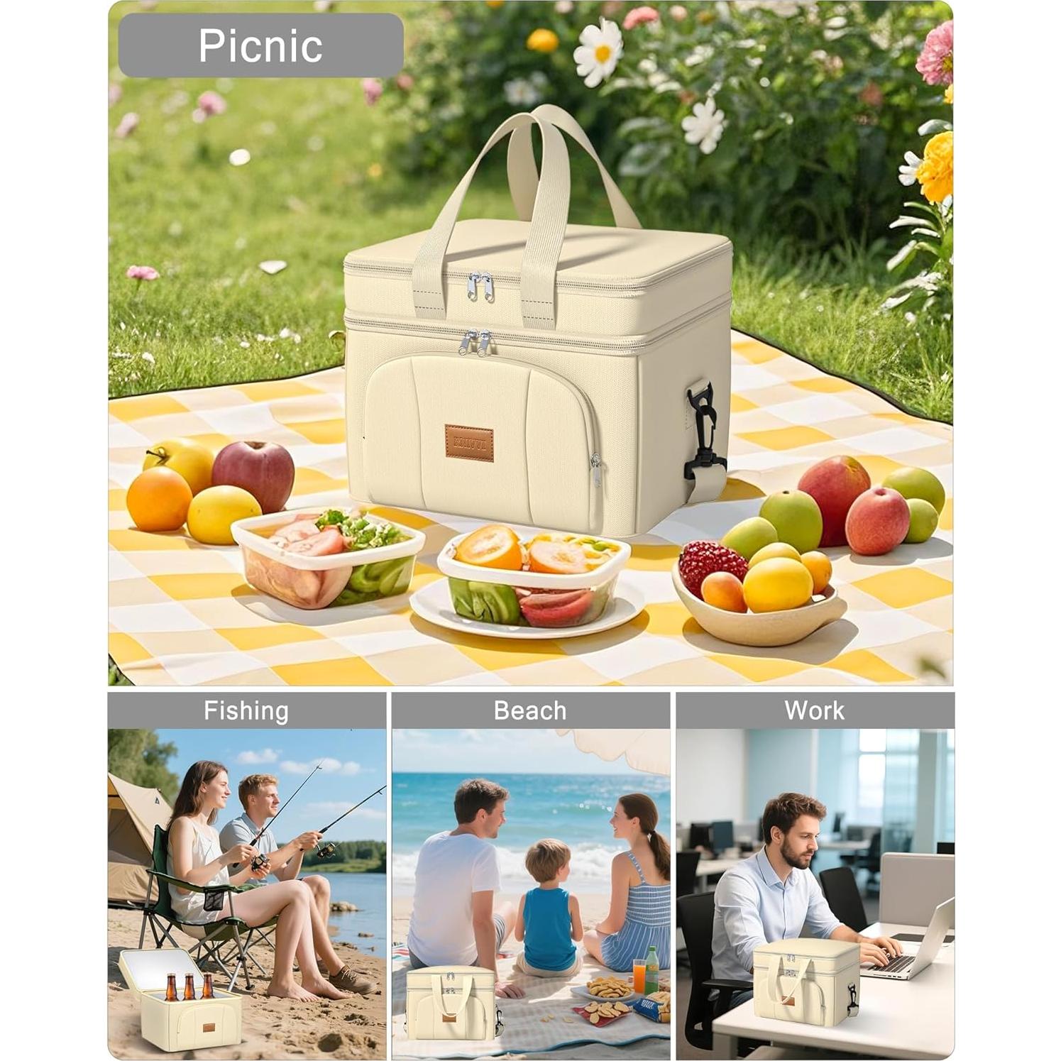 Bolsa Térmica Rnivvi 12L para Almuerzo, Aislada, Blanca