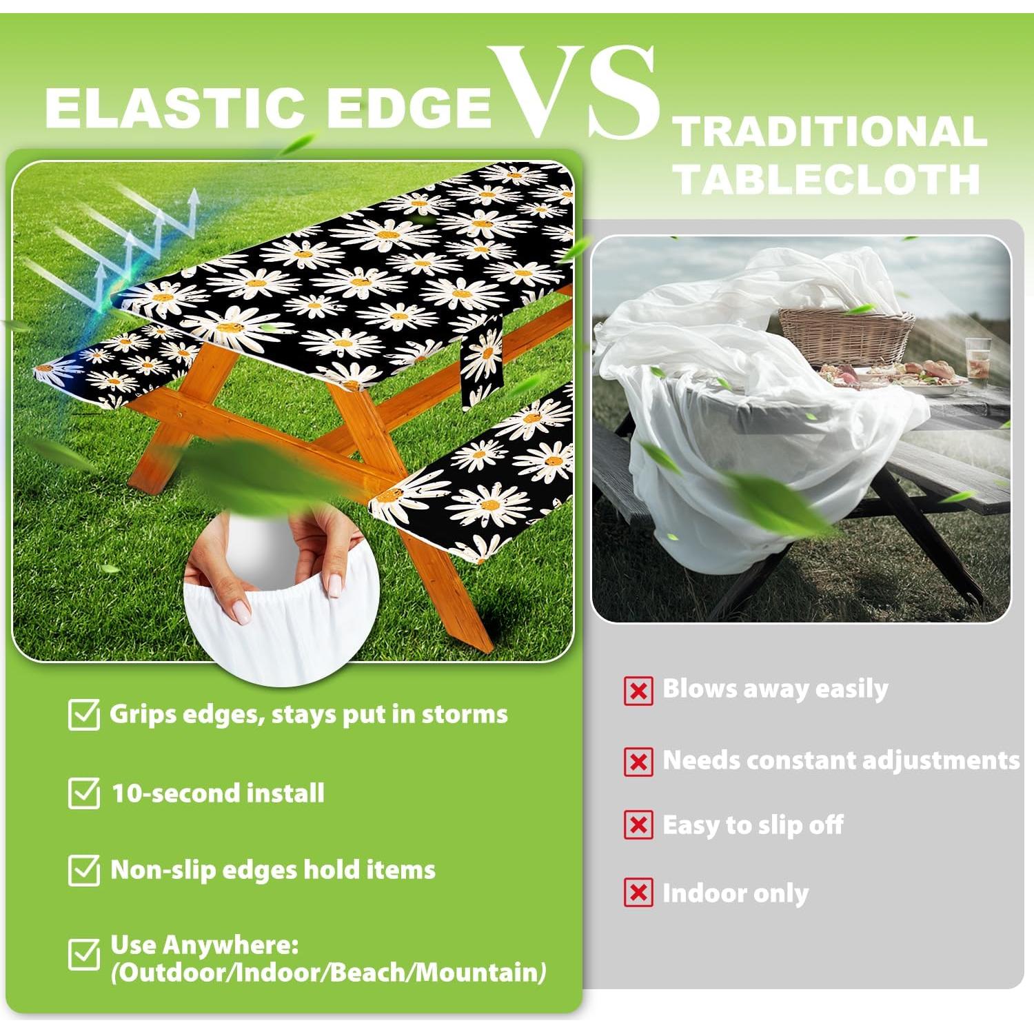 Cubierta de Mesa de Picnic Wrakus 3 Piezas Vinilo 182x76cm