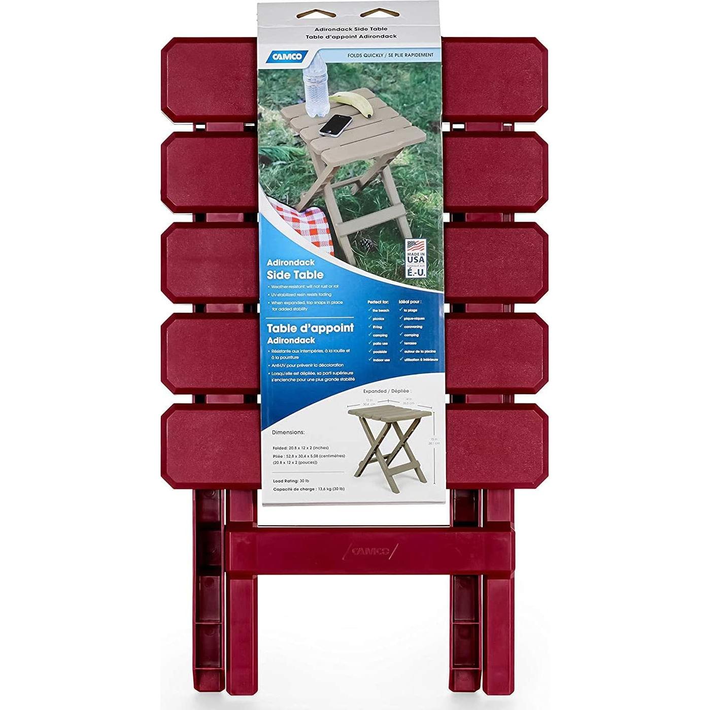 Mesa Lateral Plegable Camco 51684 Roja para Exterior 30.48x35.56cm