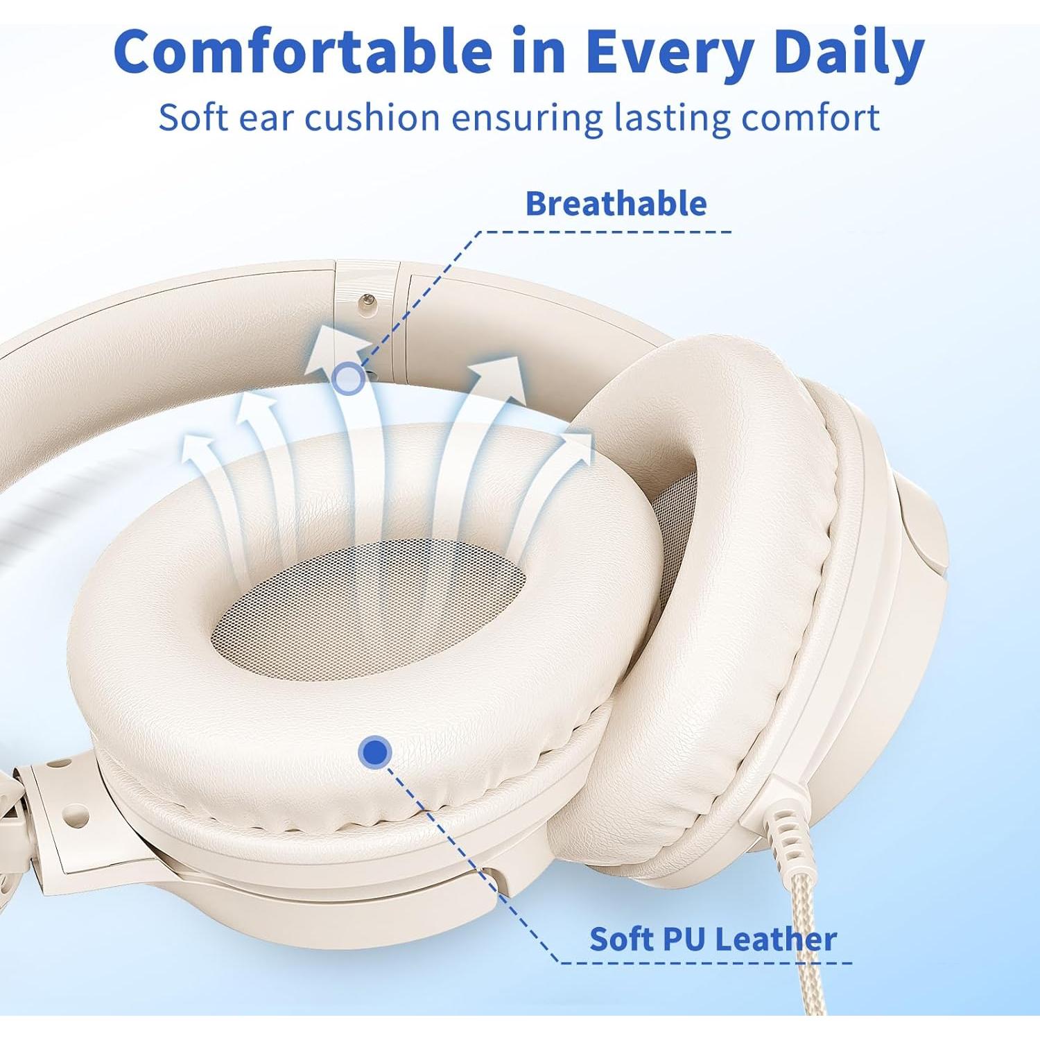 Auriculares con cable Botesty Sound Iris Beige 1.5m con micrófono