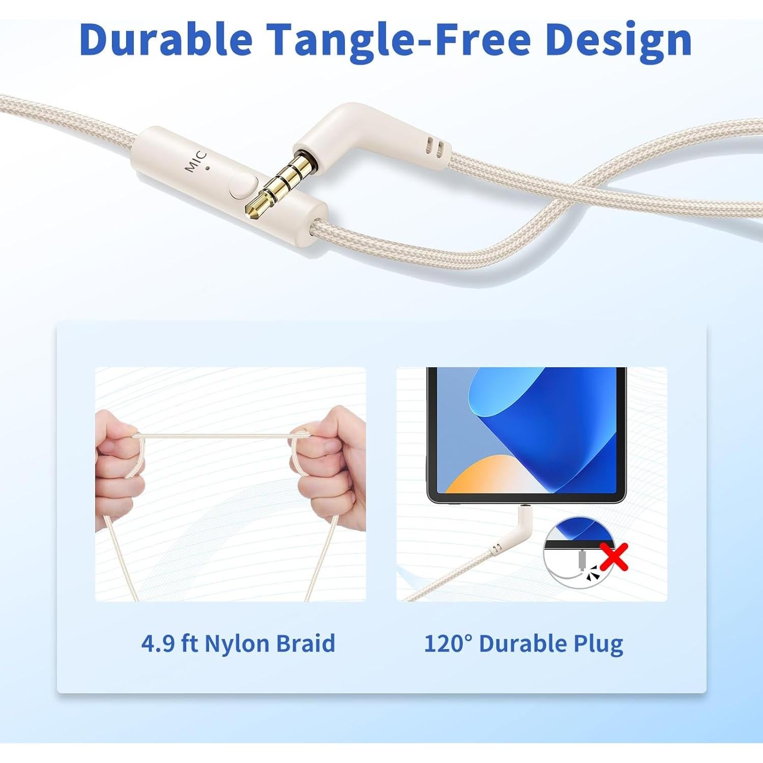 Auriculares con cable Botesty Sound Iris Beige 1.5m con micrófono