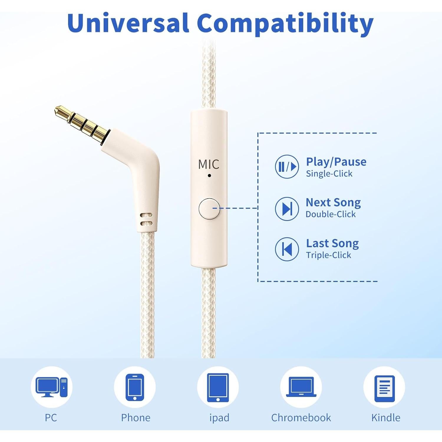 Auriculares con cable Botesty Sound Iris Beige 1.5m con micrófono