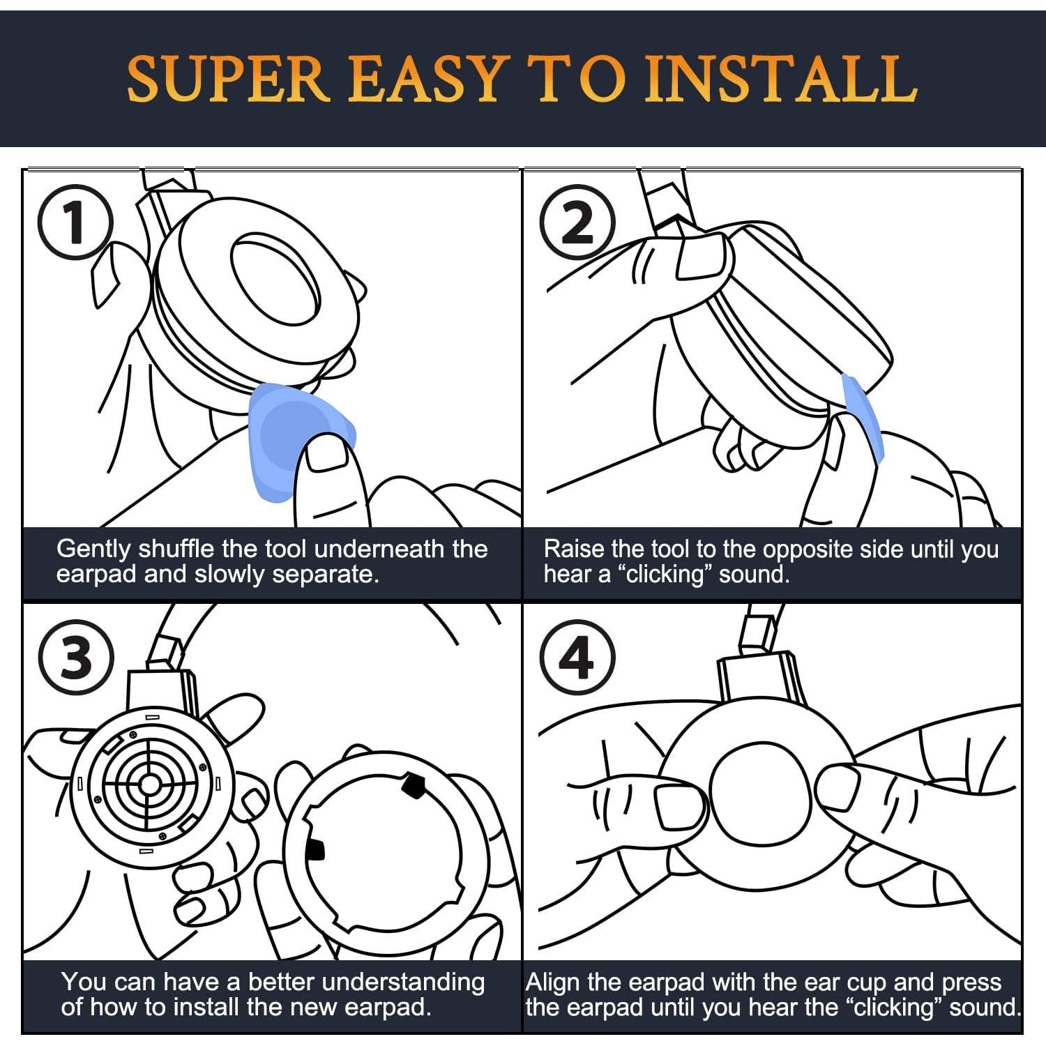 Almohadillas de Repuesto SOULWIT para Auriculares JBL Live 460NC - Negro