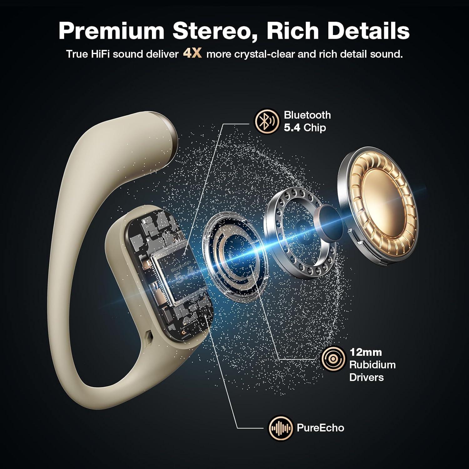 Auriculares Inalámbricos BlitzRock CT3 Pro Beige 42H Bluetooth 5.4