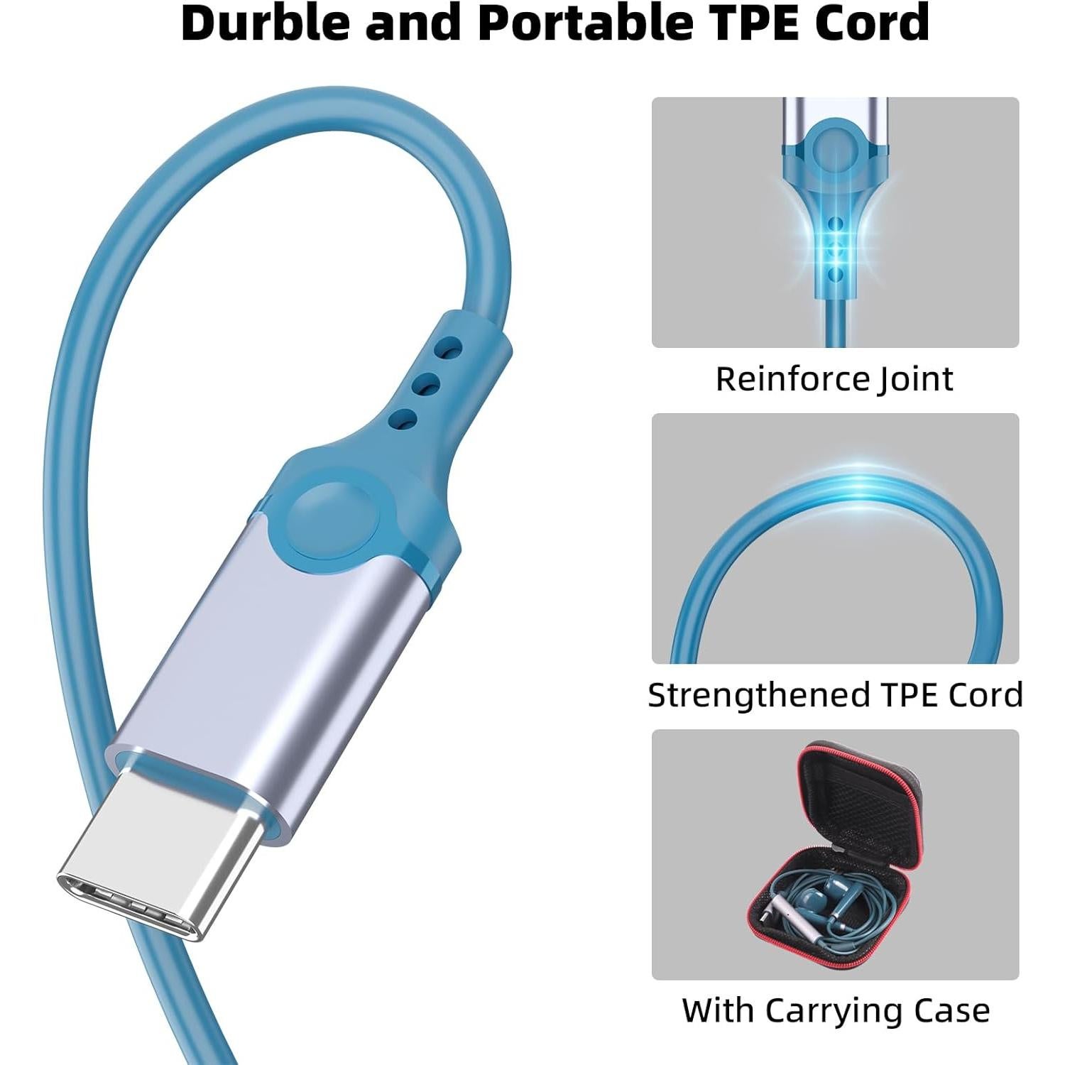 Auriculares In-Ear USB C COOYA HiFi con Micrófono - Azul Lago