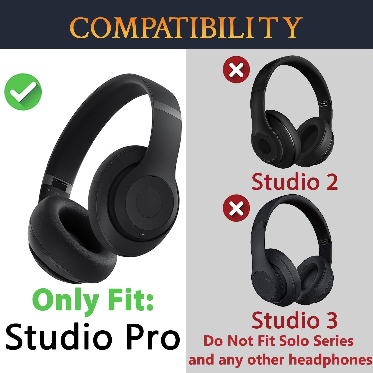 Almohadillas de Gel Refrigerante SOULWIT para Auriculares Beats Studio Pro - Negro