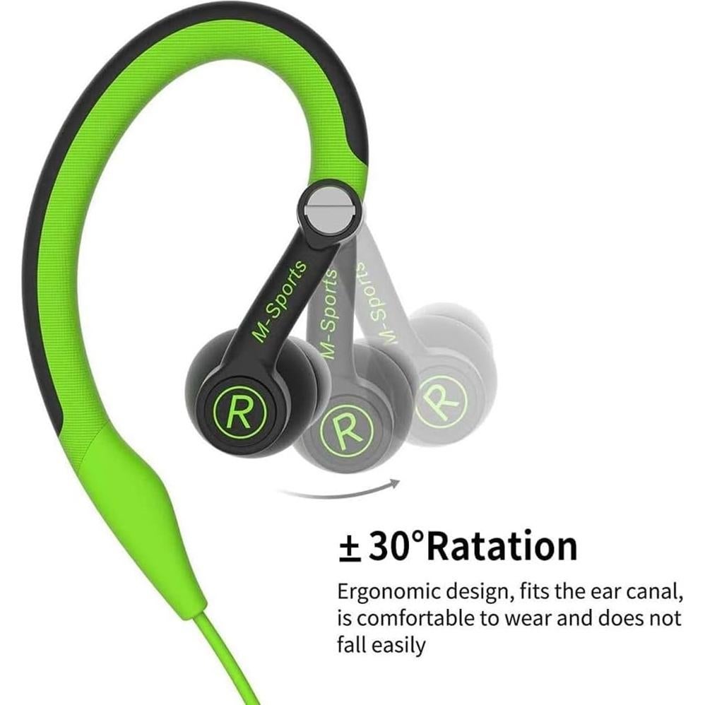 Auriculares Deportivos con Cable WILLONG, Verde, Control Táctil