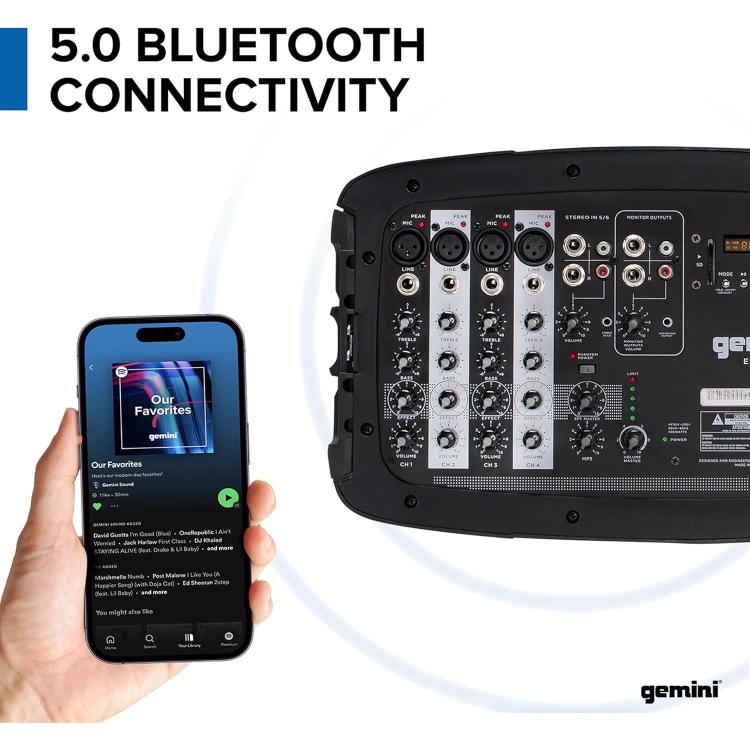 Sistema PA Portátil Gemini ES-210MXBLU 600W Bluetooth 10"