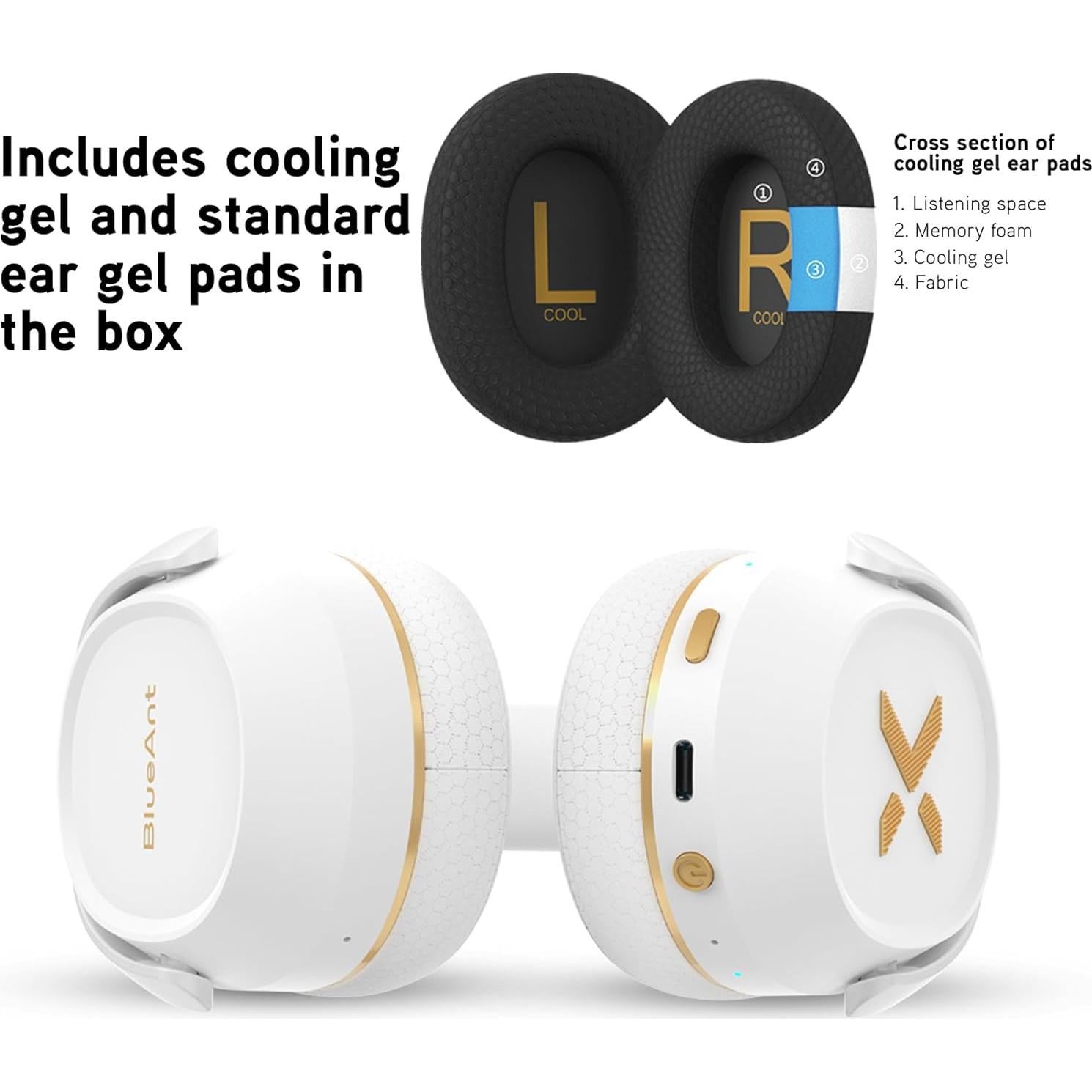 Auriculares Inalámbricos BlueAnt Pump X - ANC, 58h, Negro/Dorado