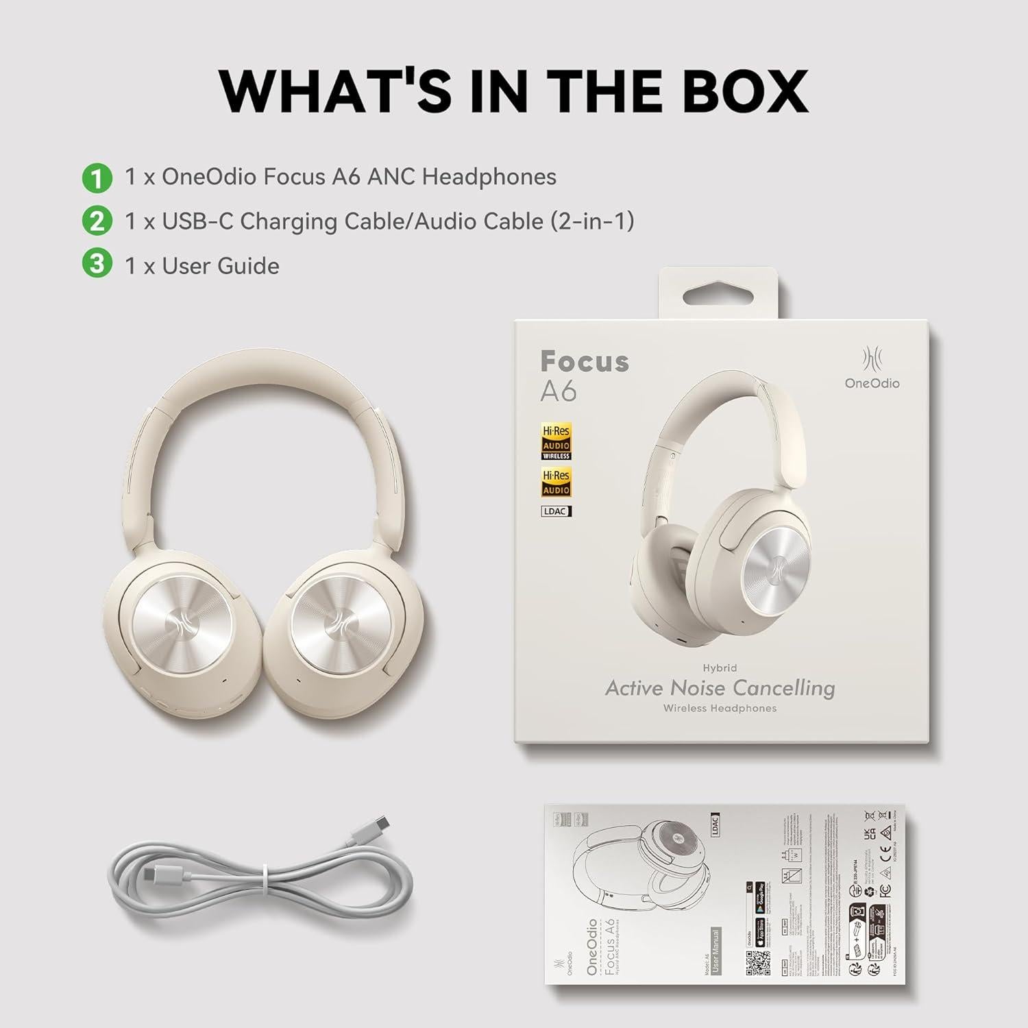 Auriculares In-Ear OneOdio Focus A6 ANC Bluetooth 6.0 75H