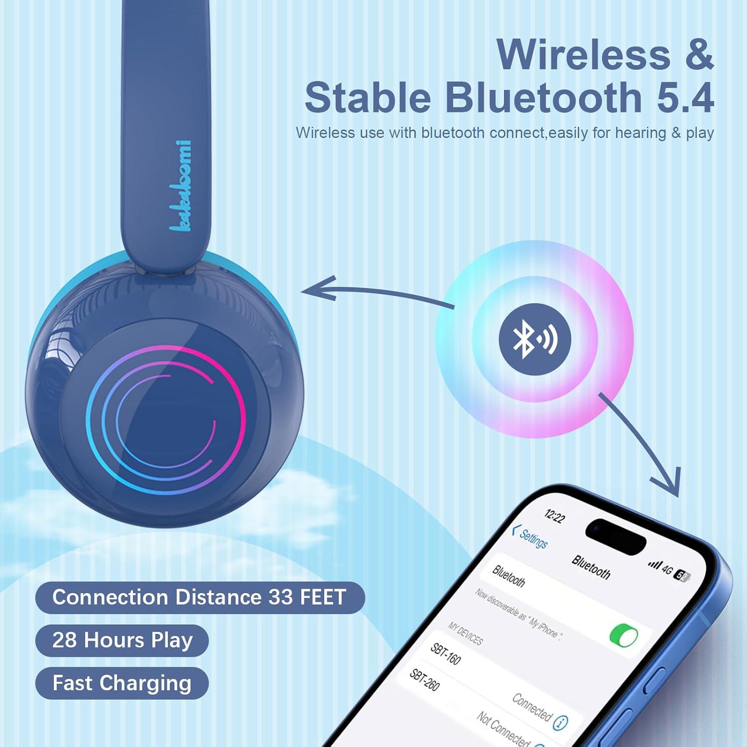 Auriculares Bluetooth JBUNION para Niños con Luces LED 40mm