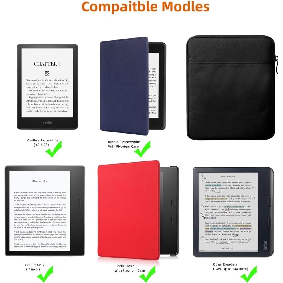 Funda Universal para Kindle y Kobo 6-7" Negra - Flyorigin