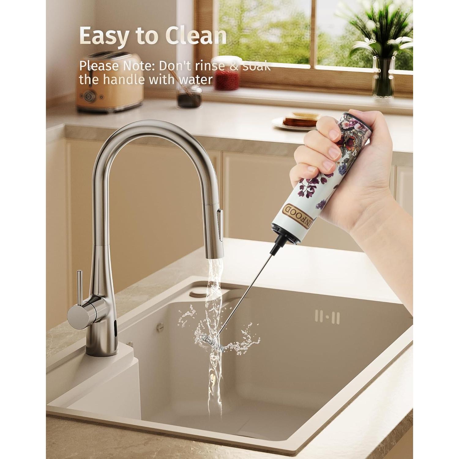 Espumador de Leche INFOOD HMF Floral Blanco Recargable 600mAh