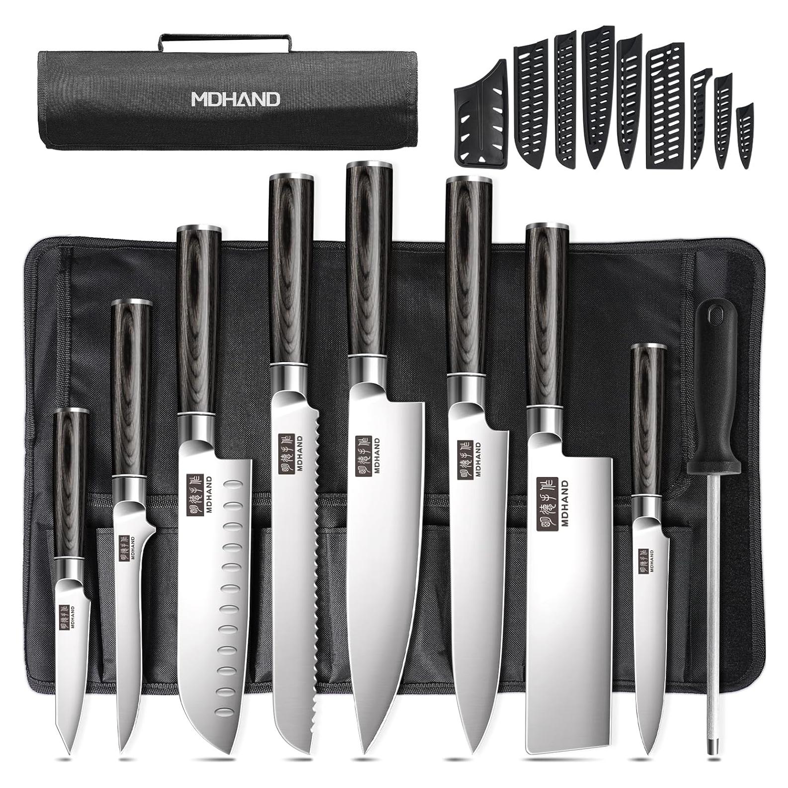 Conjunto de cuchillos MDHAND 9PCS acero inoxidable Pakkawood