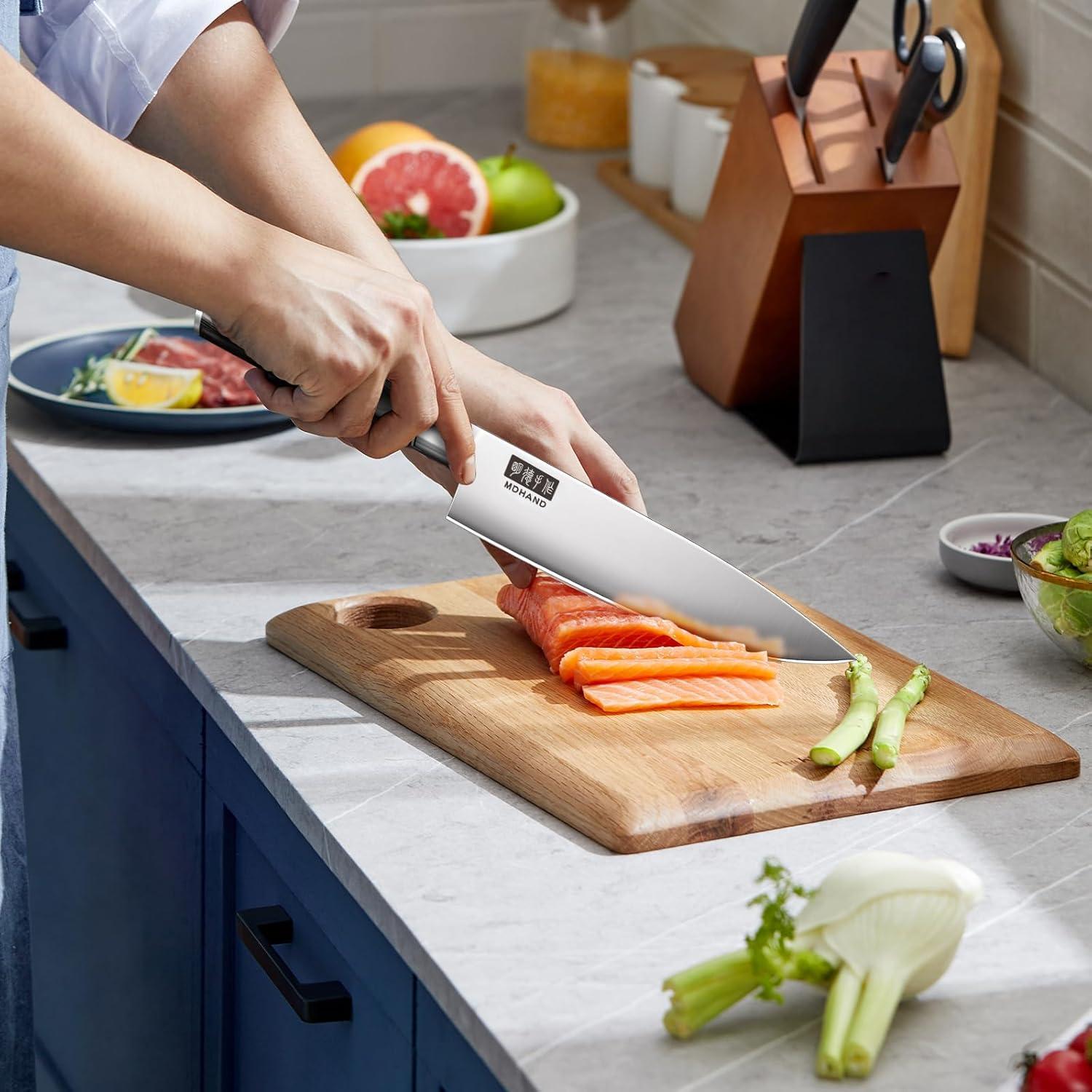 Conjunto de cuchillos MDHAND 9PCS acero inoxidable Pakkawood