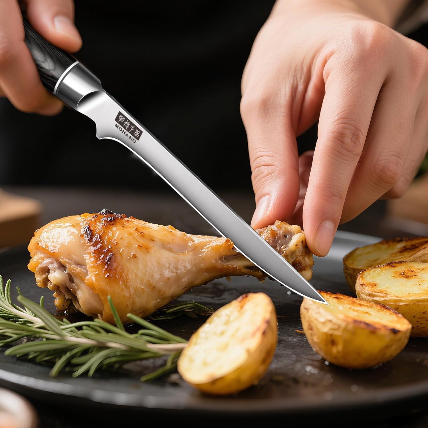 Conjunto de cuchillos MDHAND 9PCS acero inoxidable Pakkawood