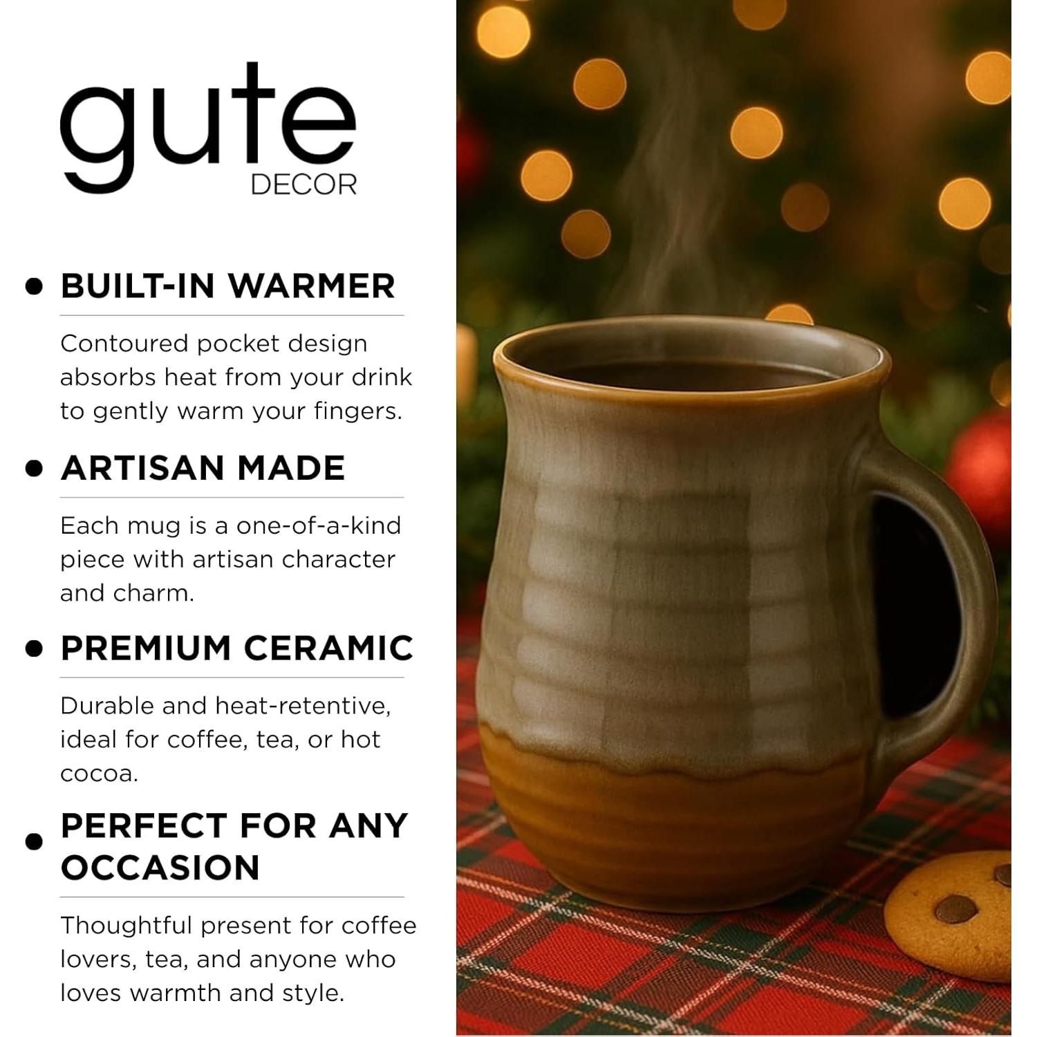 Taza Calentadora de Manos GUTE Cerámica Verde Desierto 414ml