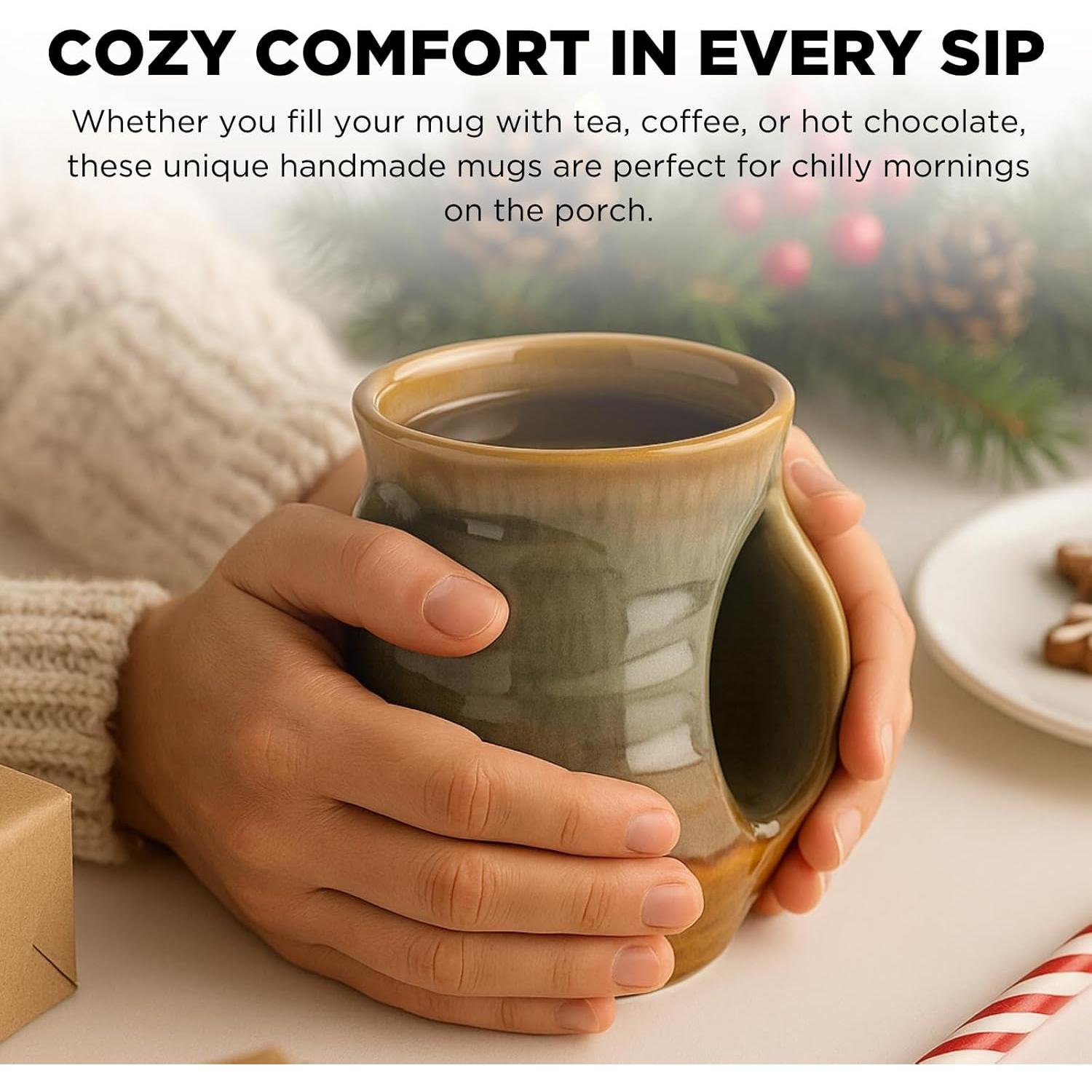 Taza Calentadora de Manos GUTE Cerámica Verde Desierto 414ml