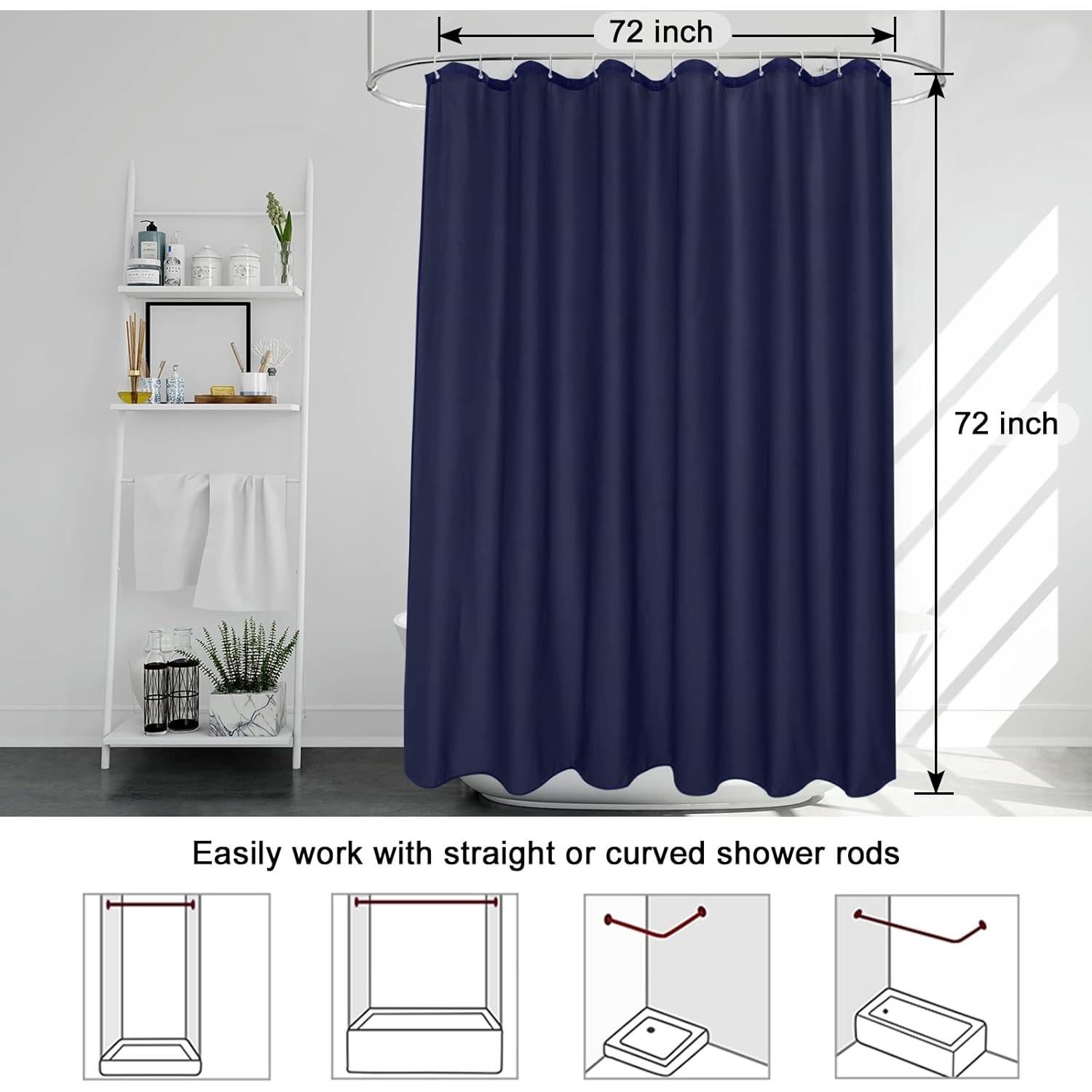 Cortina de Ducha Azul Marino EurCross 180x180 cm Lavable