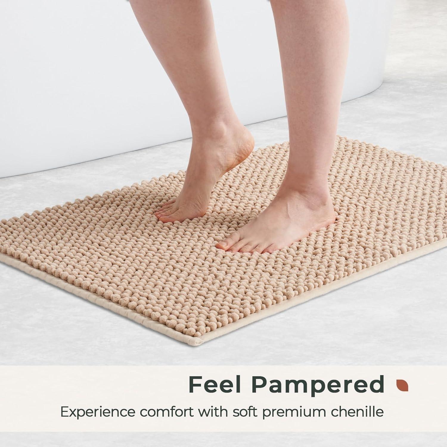 FRESHMINT Conjunto de Alfombrillas de Baño Chenille 2 Piezas Beige