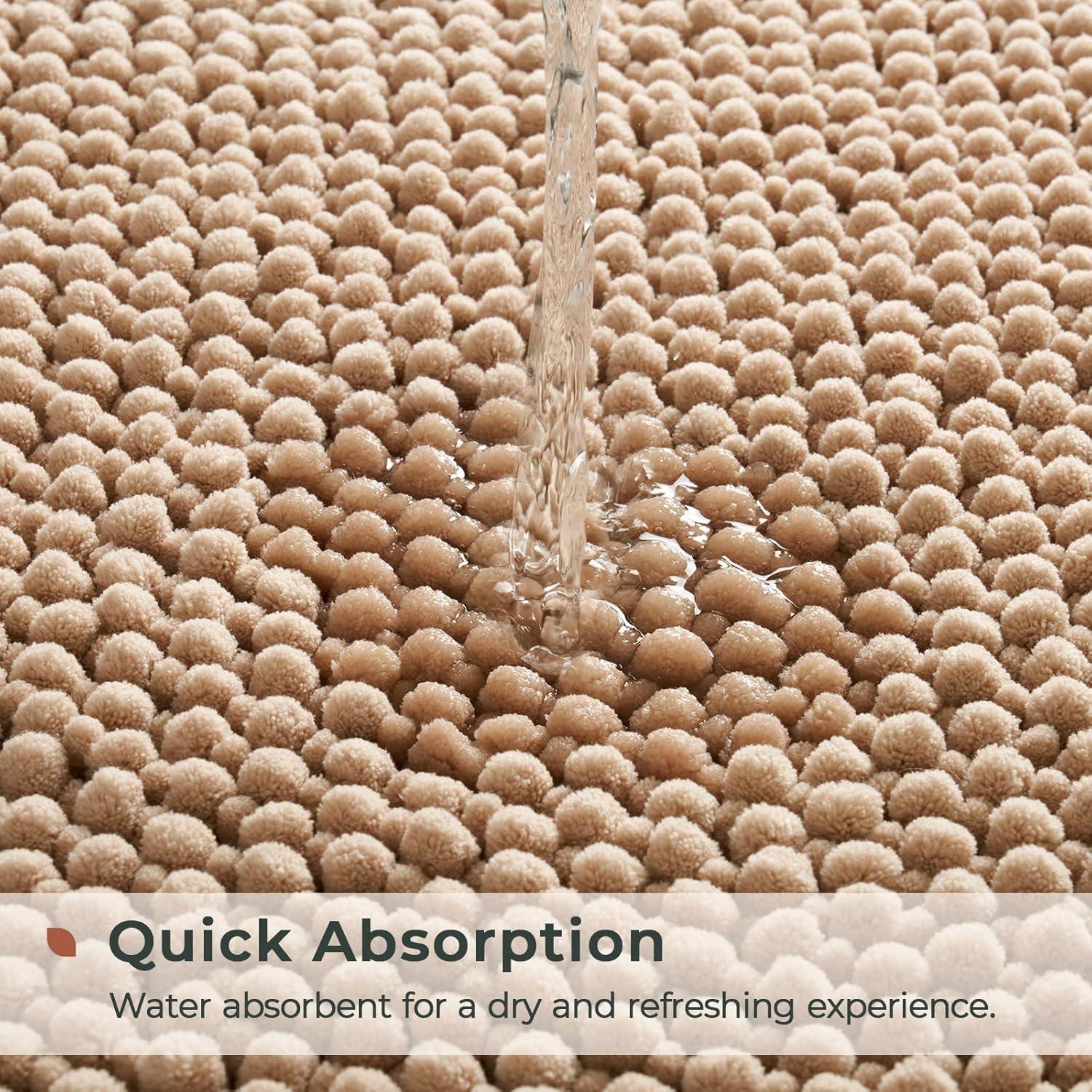 FRESHMINT Conjunto de Alfombrillas de Baño Chenille 2 Piezas Beige