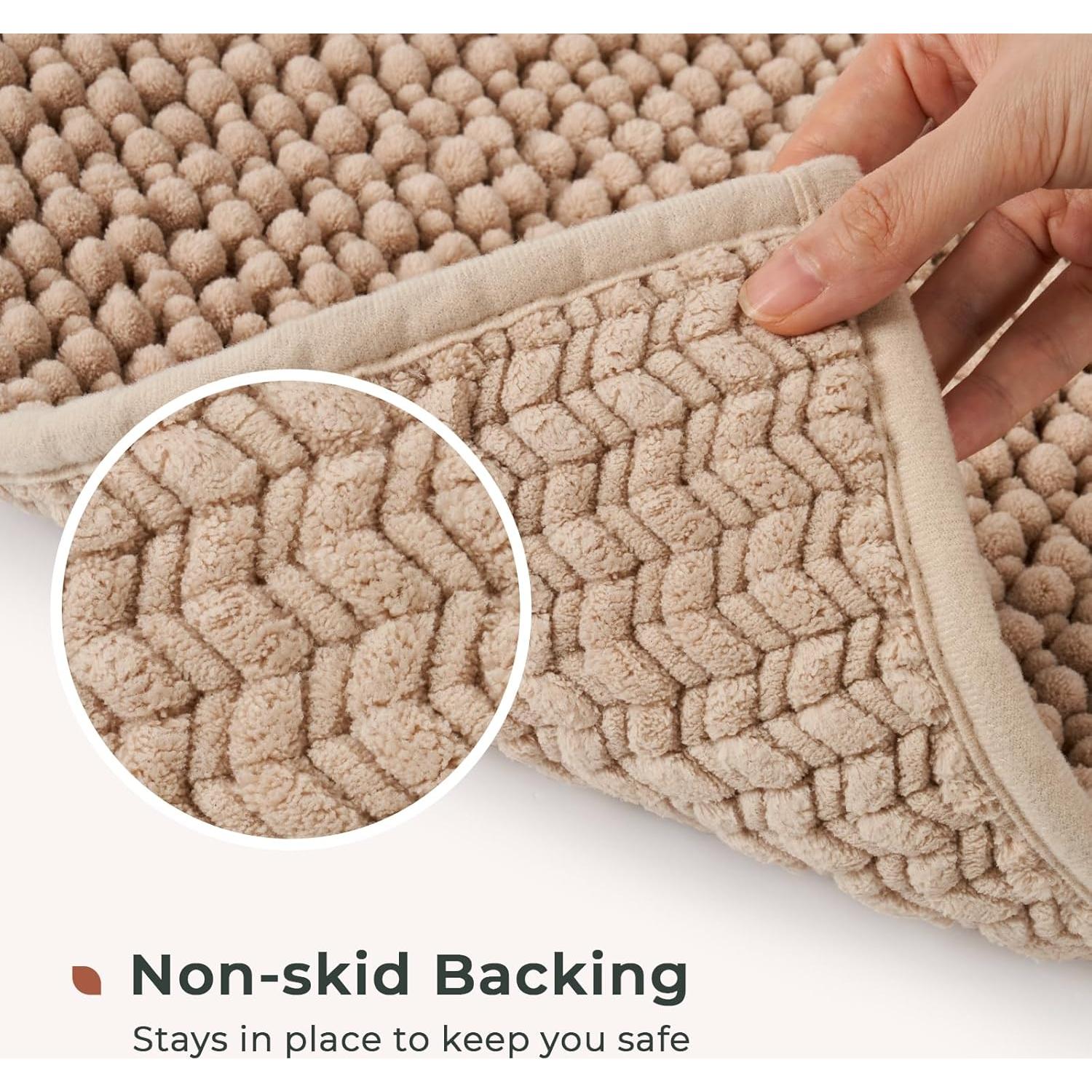 FRESHMINT Conjunto de Alfombrillas de Baño Chenille 2 Piezas Beige