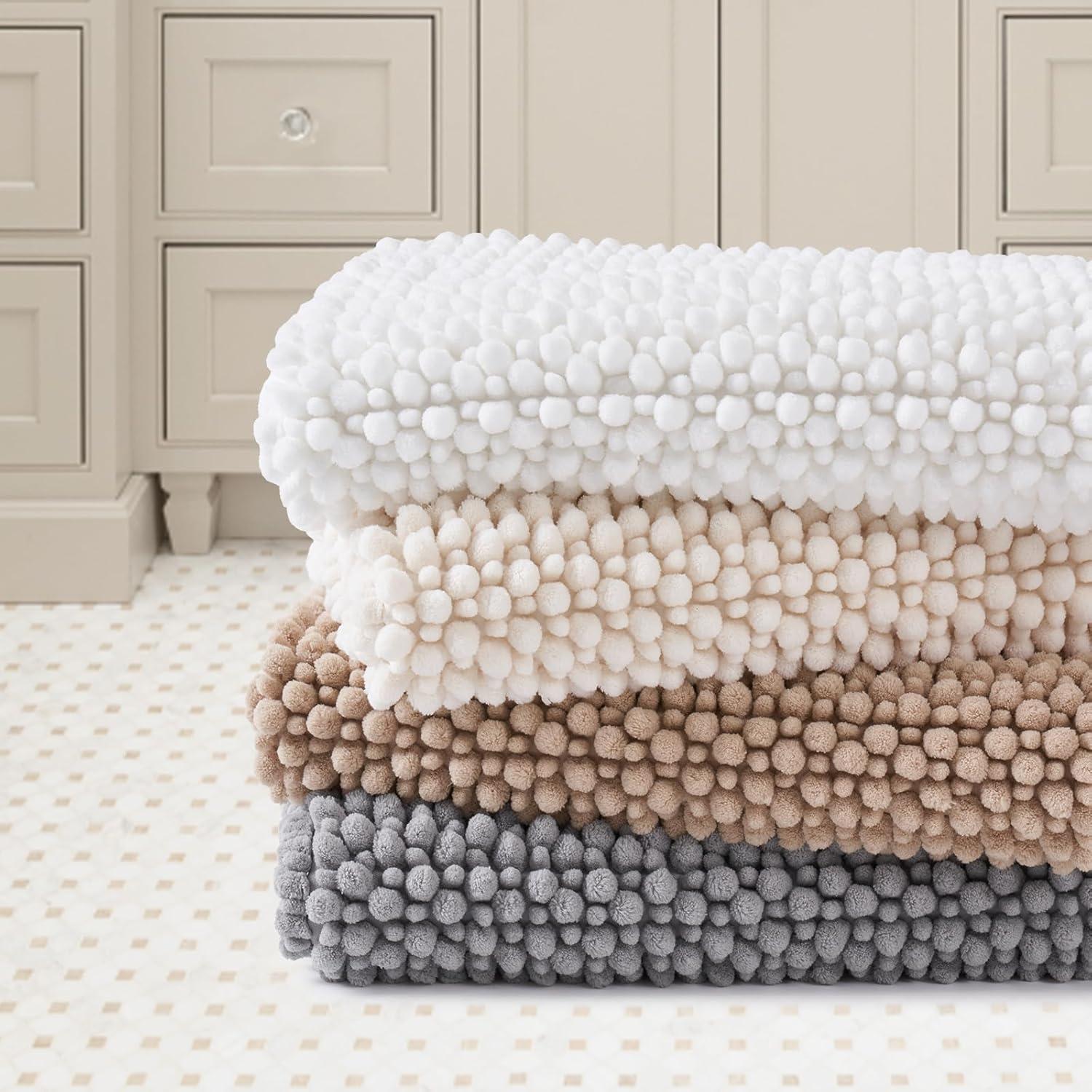 FRESHMINT Conjunto de Alfombrillas de Baño Chenille 2 Piezas Beige