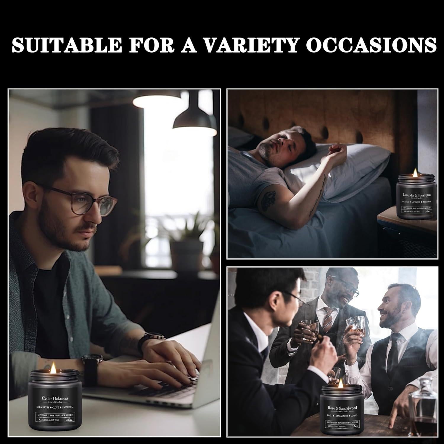 Set de 8 Velas Aromáticas para Hombres YMing - Cera de Soja