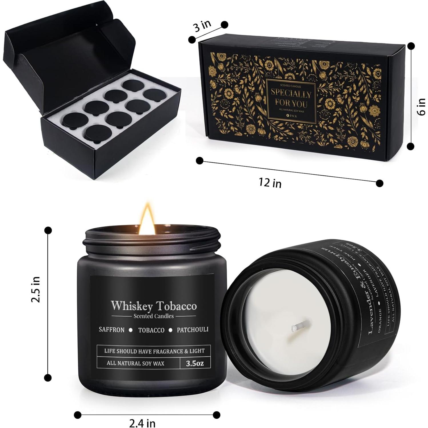 Set de 8 Velas Aromáticas para Hombres YMing - Cera de Soja