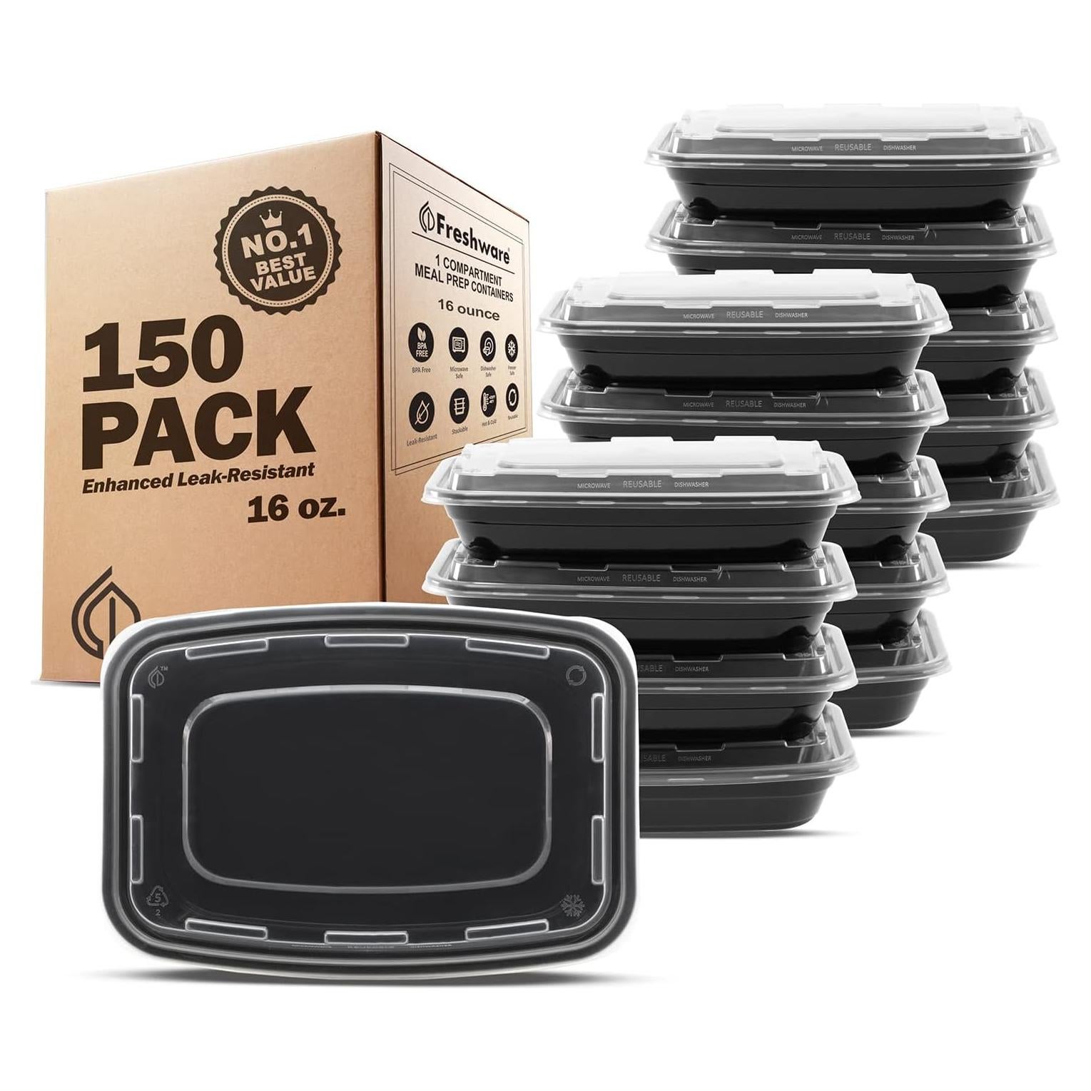 Contenedores de Preparación de Comidas Freshware 150 Pzas 473ml