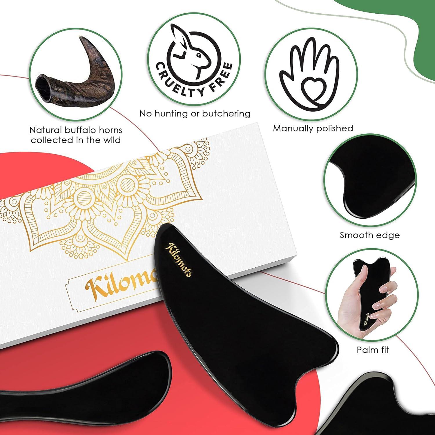 Herramienta de Masaje Gua Sha Kilomets - Drenaje Linfático Negro