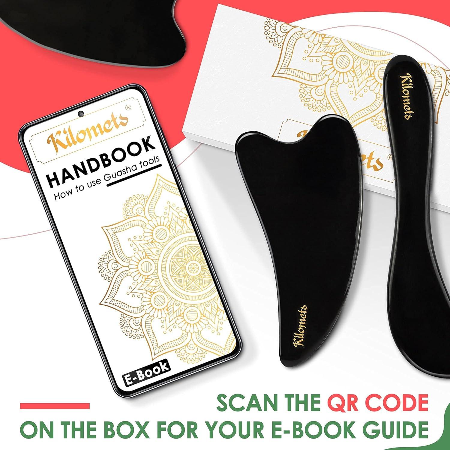 Herramienta de Masaje Gua Sha Kilomets - Drenaje Linfático Negro