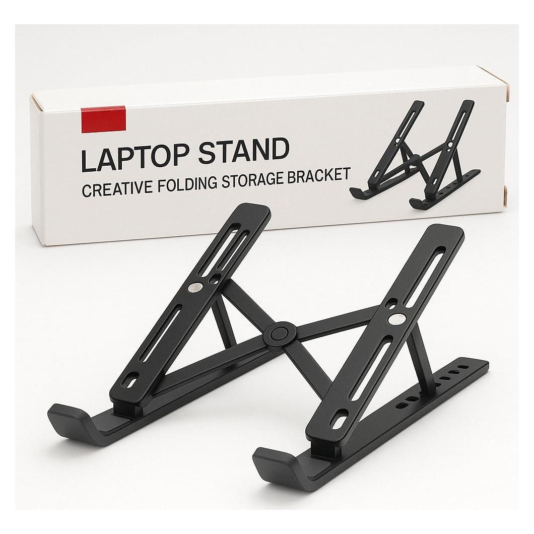 Soporte Plegable para Laptop Verdevida - Aluminio Negro, 6 Niveles