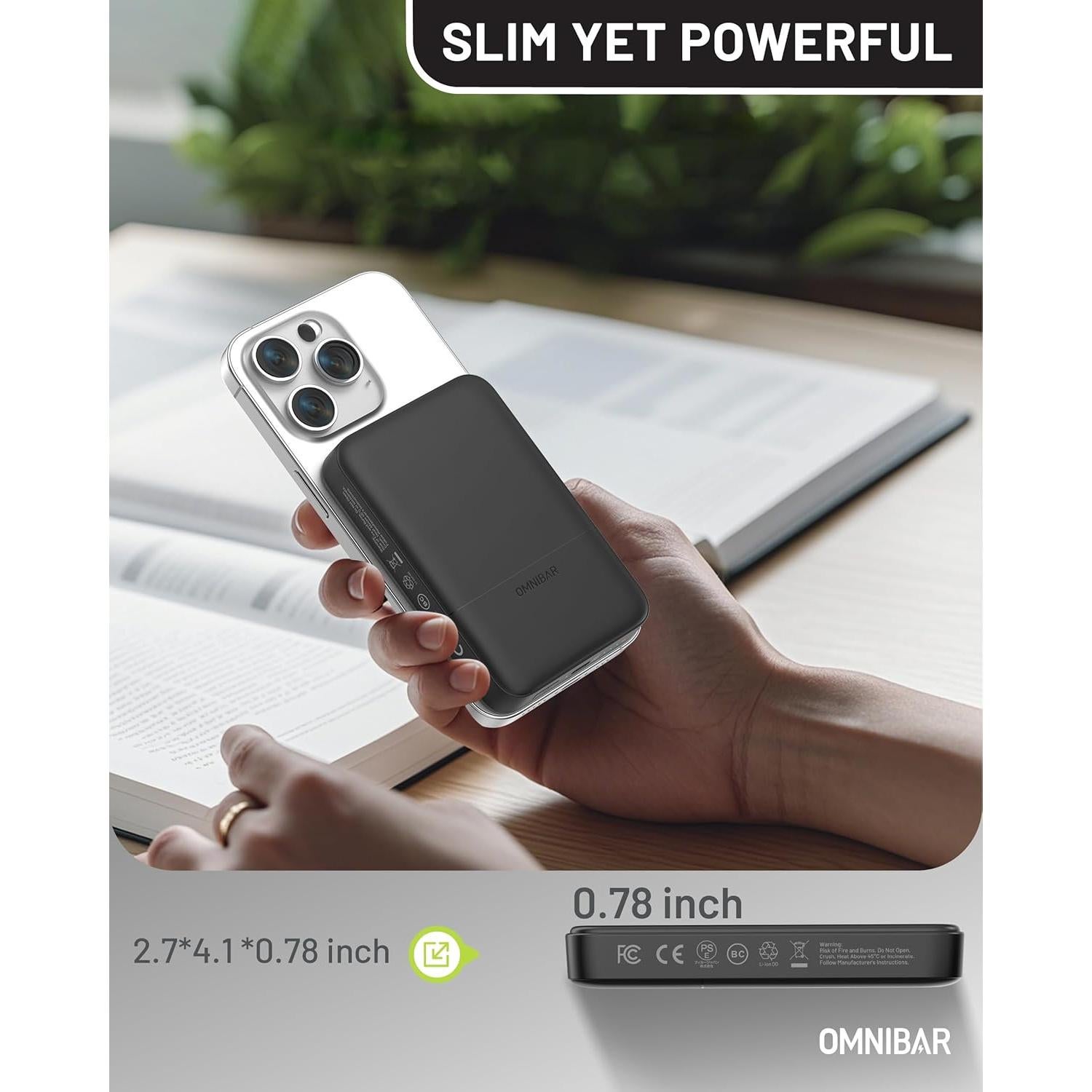 Banco de Poder Inalámbrico Omnibar 10000mAh Carga Rápida USB-C