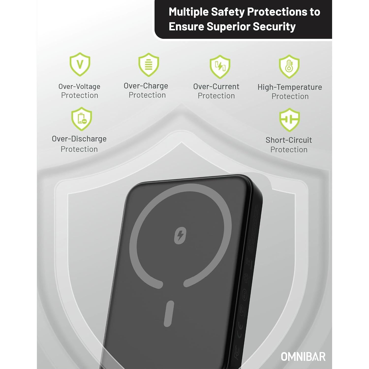 Banco de Poder Inalámbrico Omnibar 10000mAh Carga Rápida USB-C