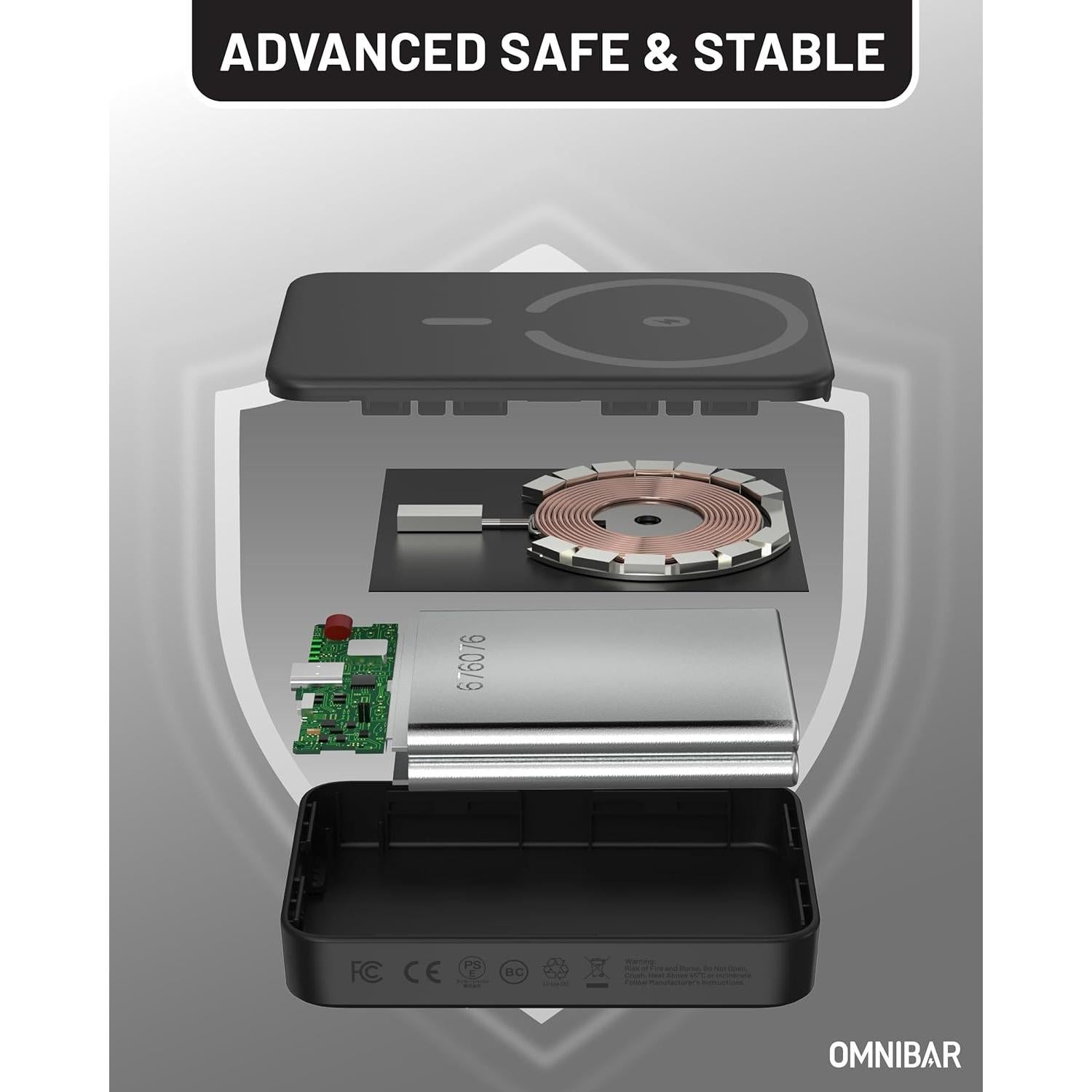 Banco de Poder Inalámbrico Omnibar 10000mAh Carga Rápida USB-C